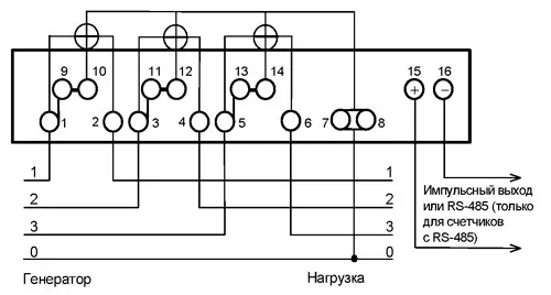 Схема подключения трехфазного, многофункционального, активно/реактивного, многотарифного счетчика МЕРКУРИЙ 231AT
