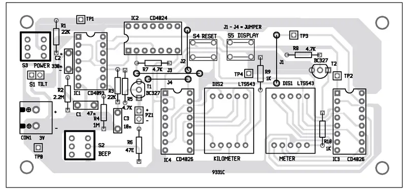 Component layout for the PCB