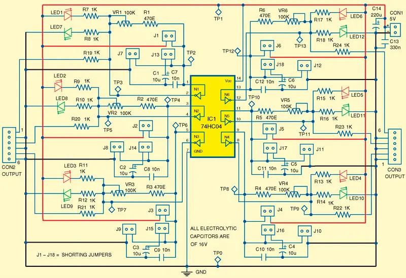 Circuit diagram of the simple tester