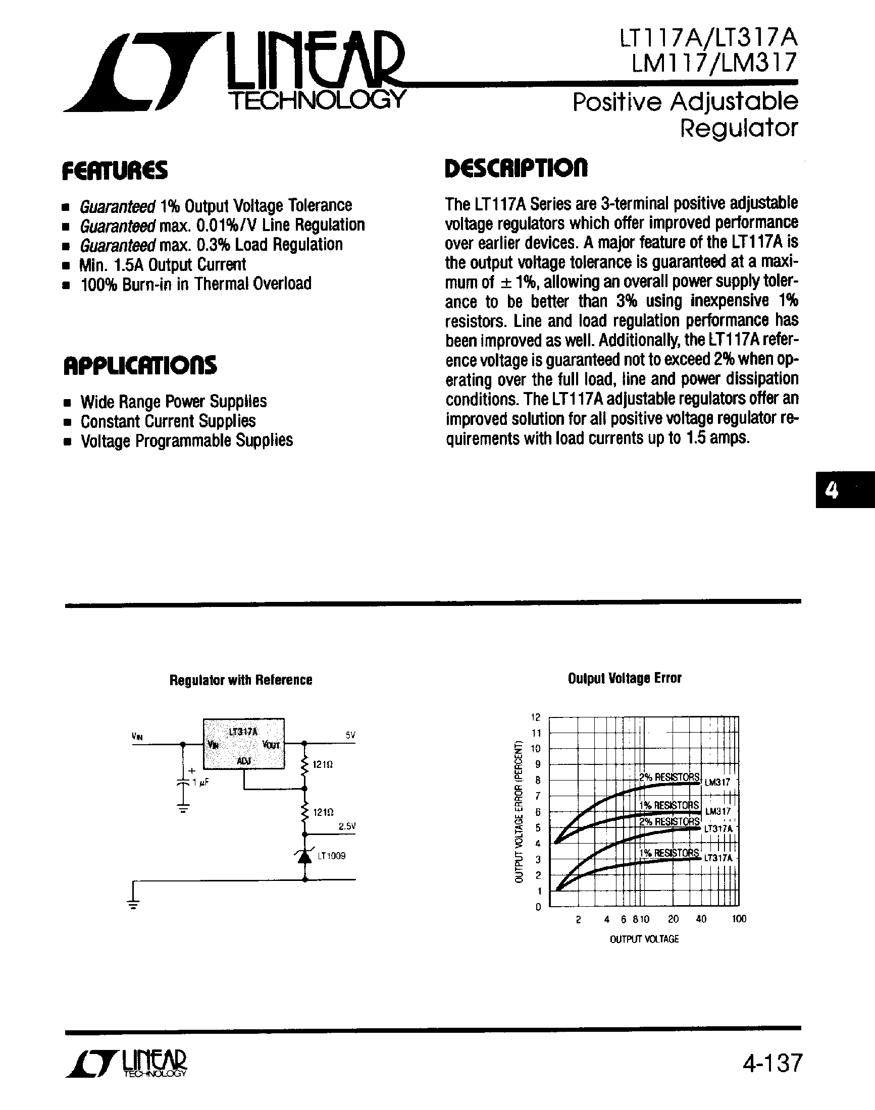 Datasheet LM317 - Positive Adjustable Regulater page 1