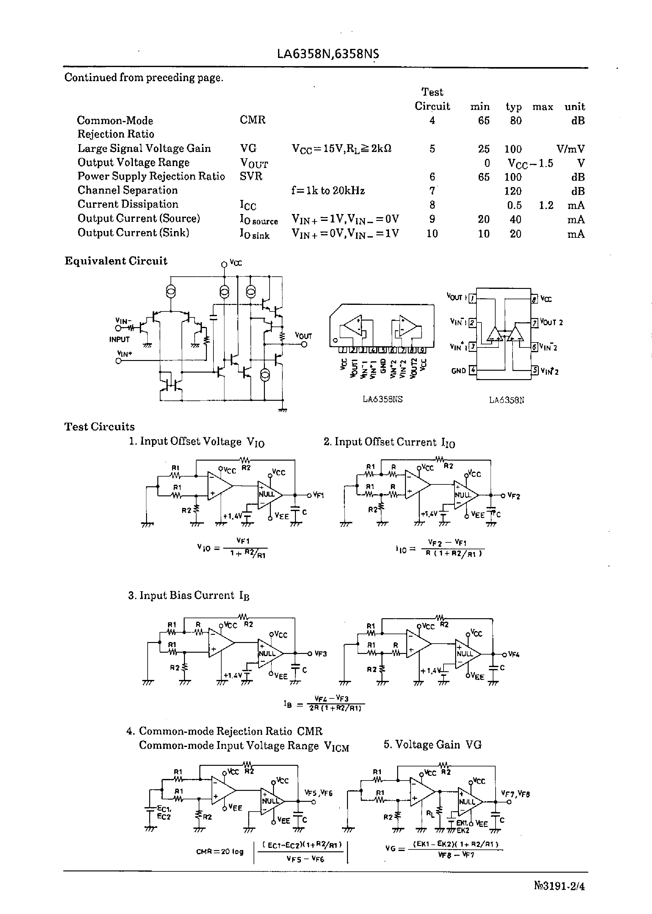 Datasheet LA6358 - High-Performance Dual Operational Amplifier page 2