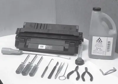 Инструменты и расходные материалы для выполнения заправки картриджа