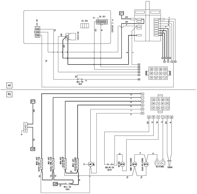 Схема электрических соединений духового шкафа "Samsung BF641FST"
