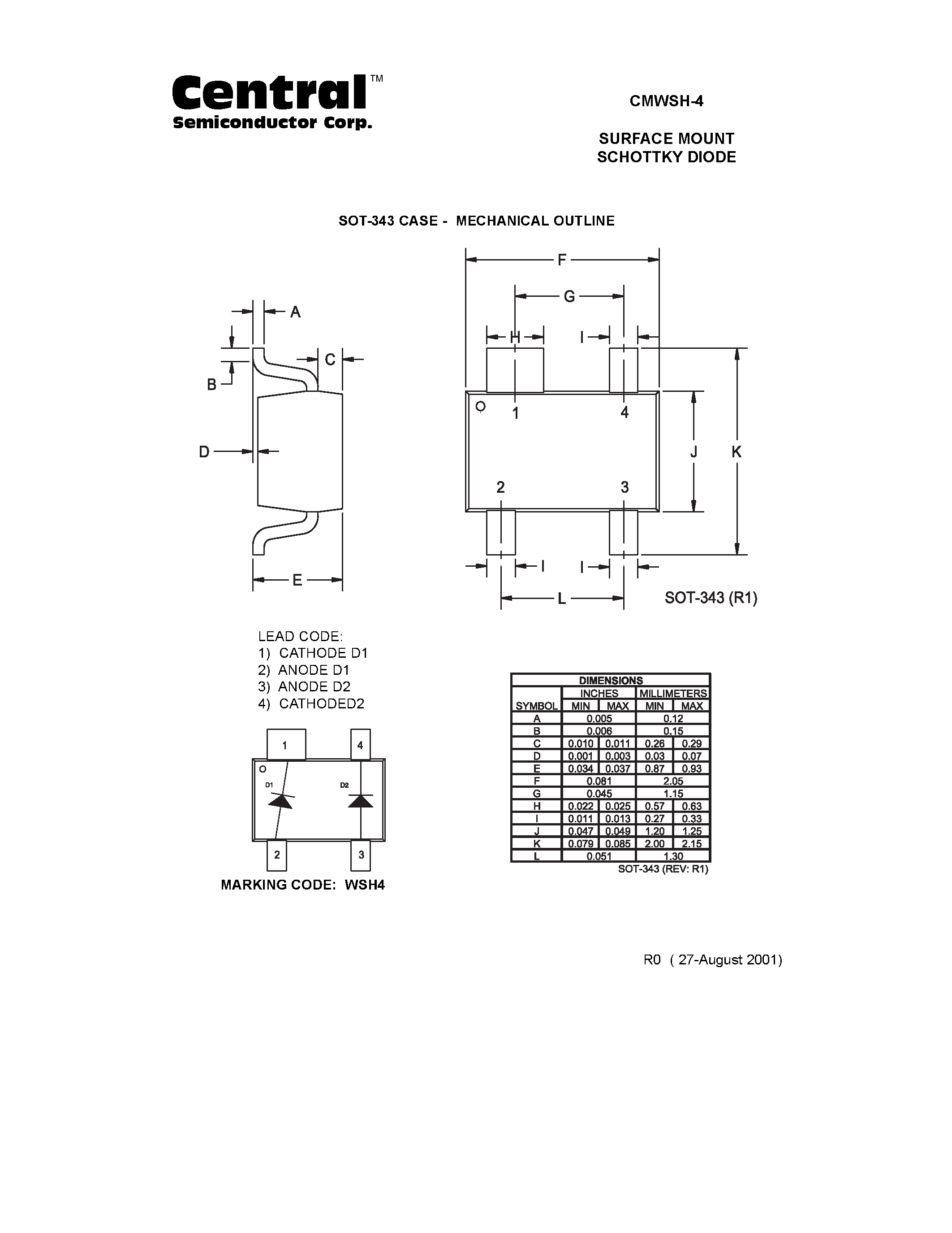 Даташит CMWSH-4 - SURFACE MOUNT SCHOTTKY DIODE страница 2