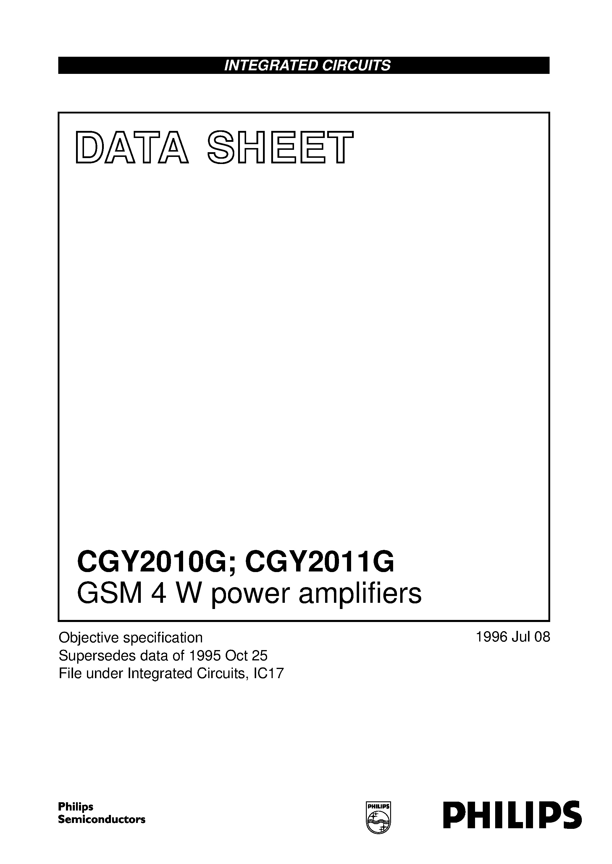 Даташит CGY2011G - GSM 4 W power amplifiers страница 1