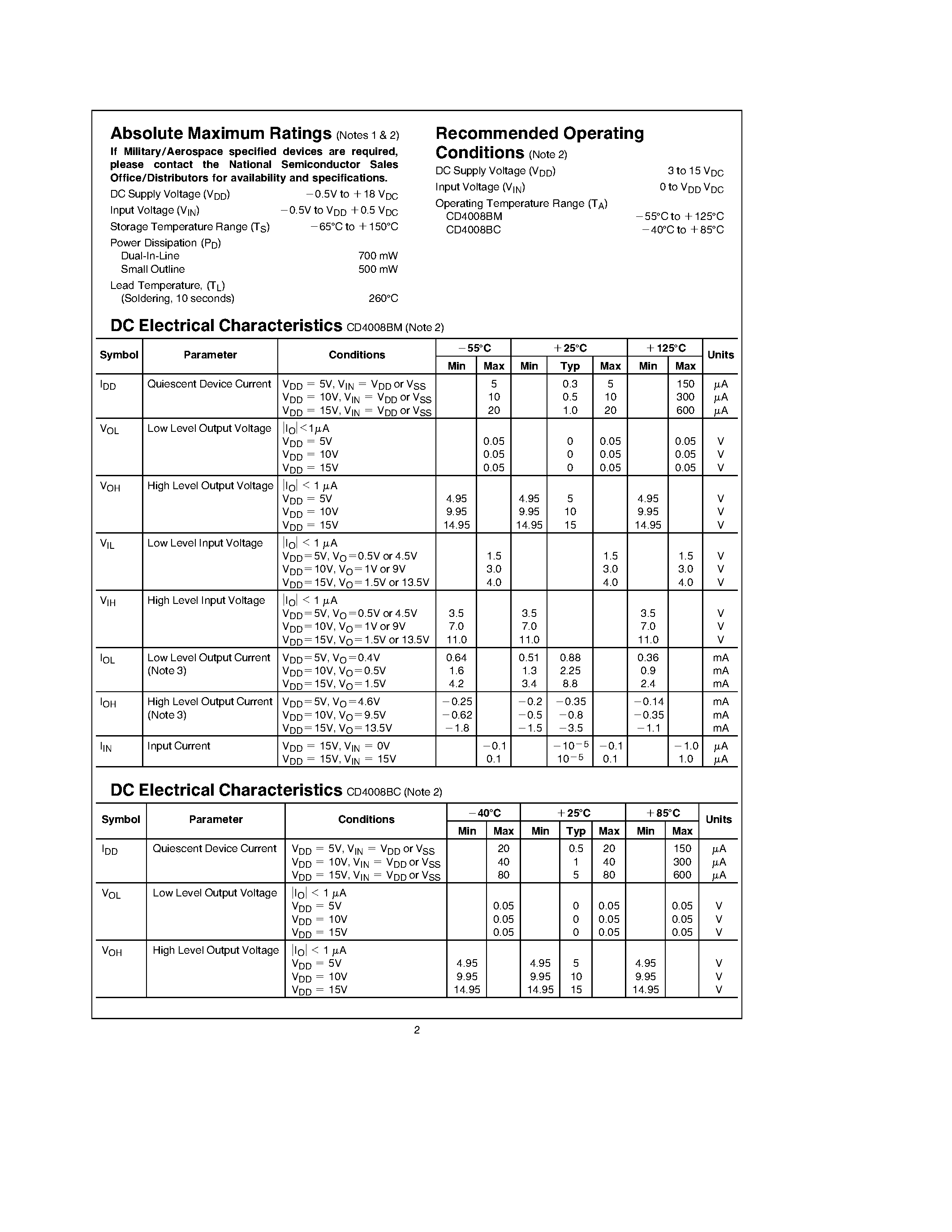 Datasheet CD4008BC - 4-Bit Full Adder page 2