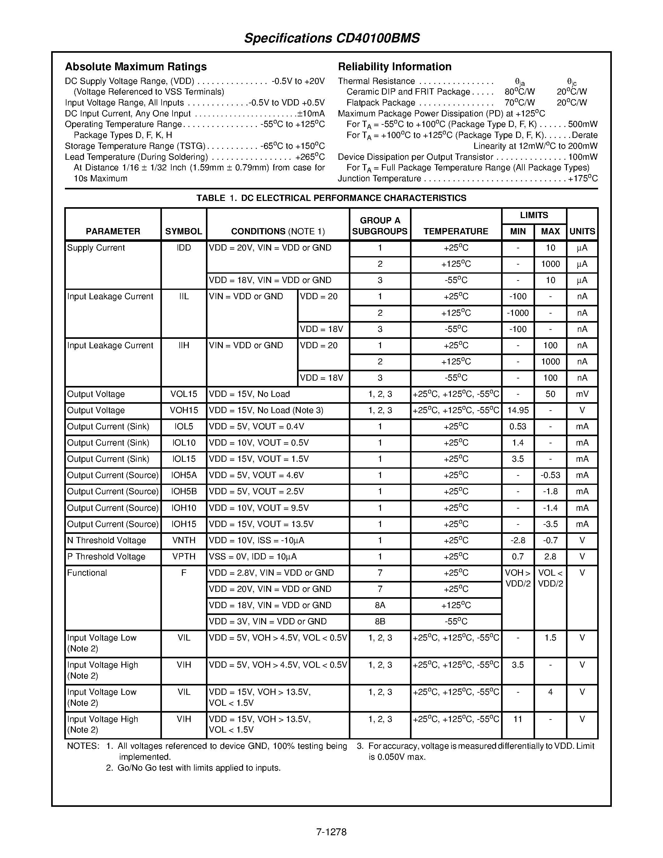 Datasheet CD40100BMS - CMOS 32-Stage Static Left/Right Shift Register page 2