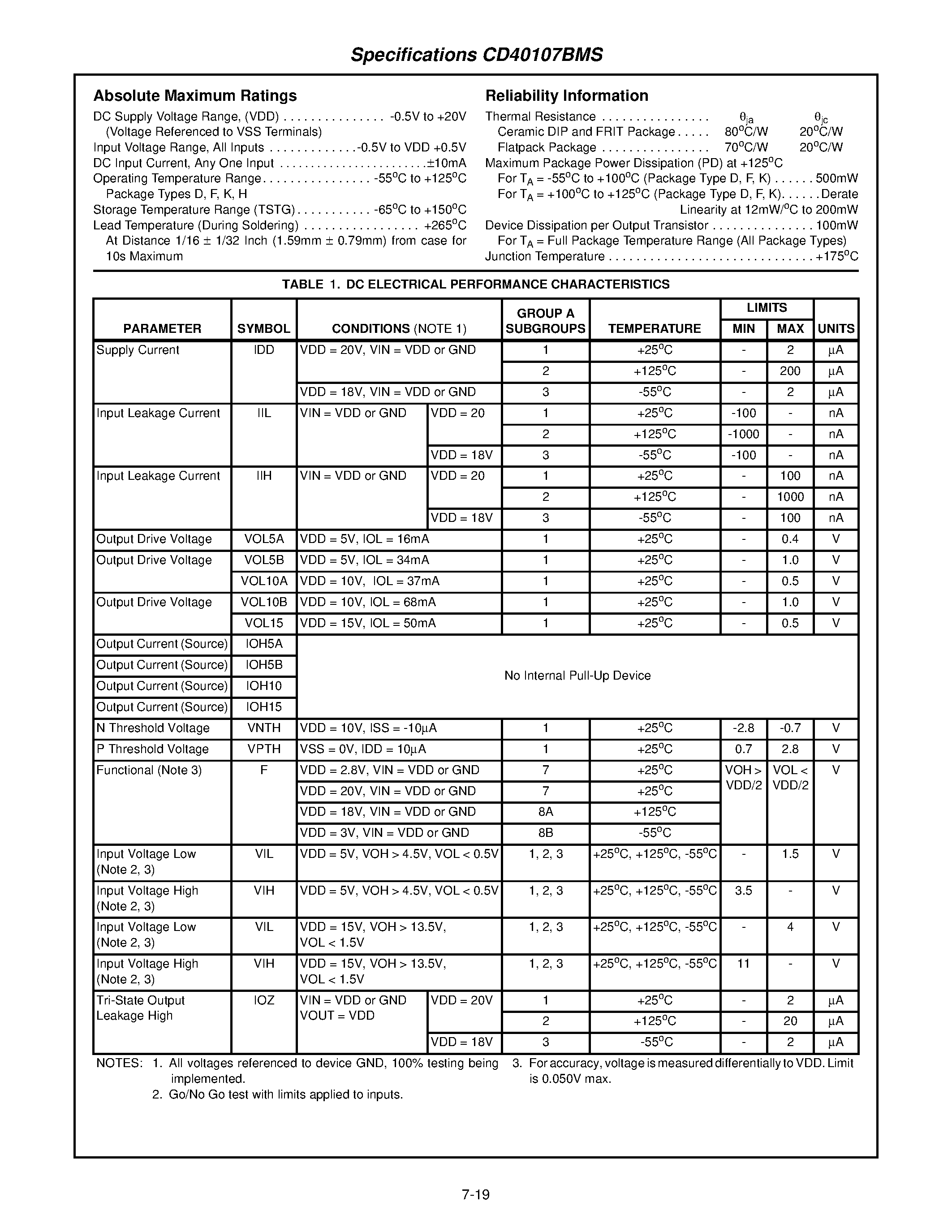 Datasheet CD40107 - CMOS Dual 2 Input NAND Buffer/Driver page 2