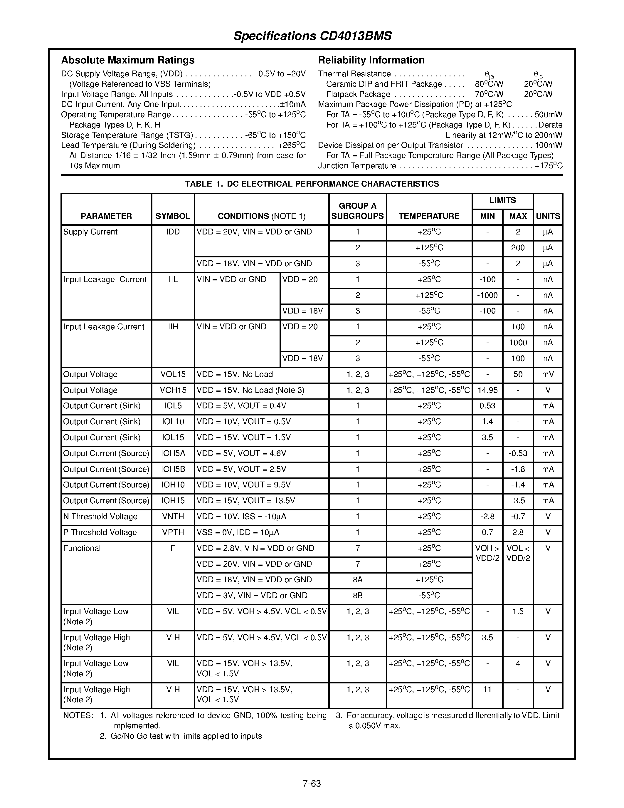 Datasheet CD4013 - CMOS Dual D-Type Flip-Flop page 2