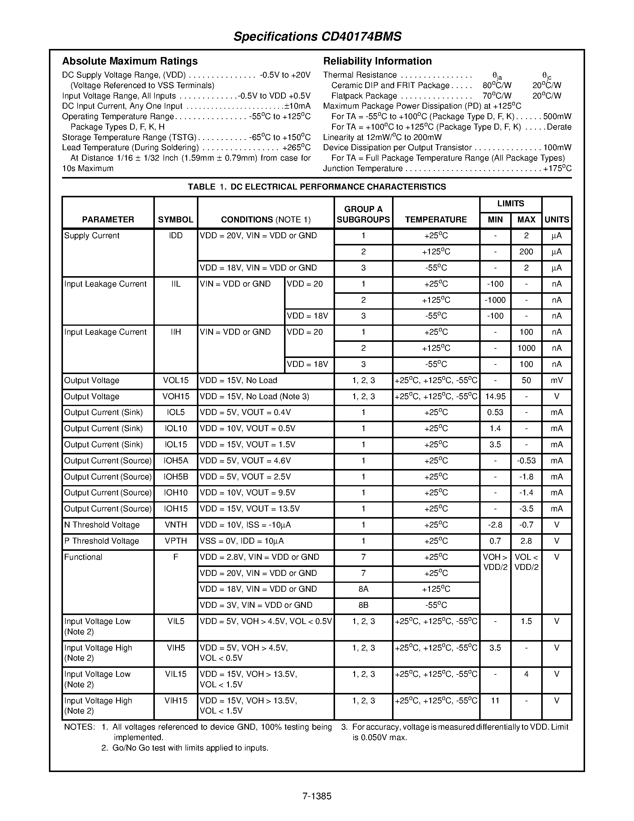 Datasheet CD40174BMS - CMOS Hex D-Type Flip-Flop page 2