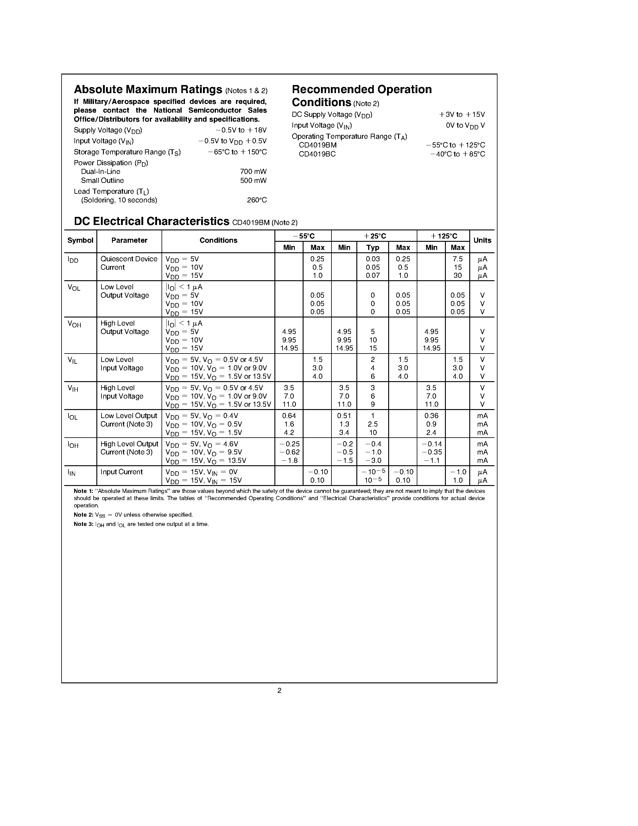 Datasheet CD4019BC - Quad AND-OR Select Gate page 2