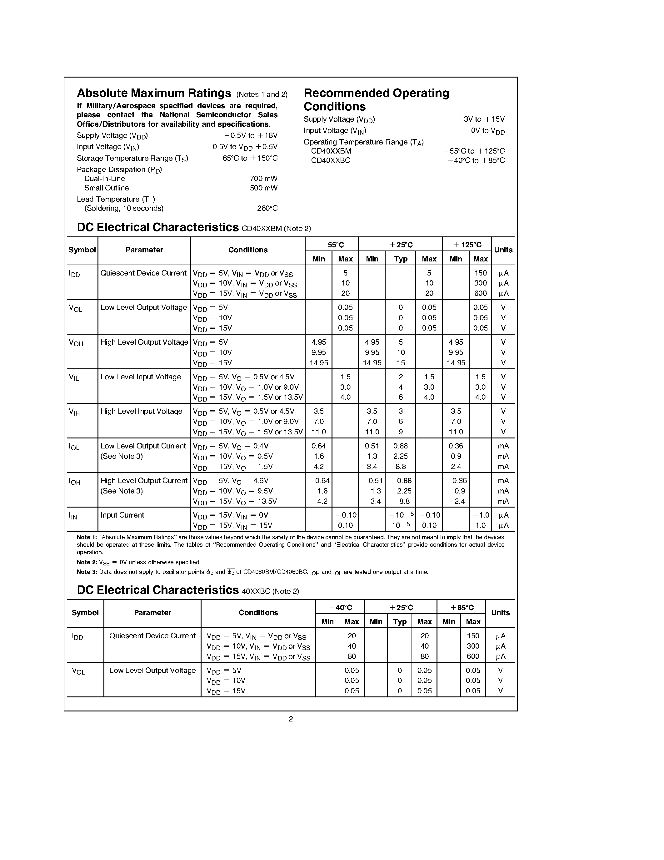 Datasheet CD4020BC - 14-Stage Ripple Carry Binary Counters page 2