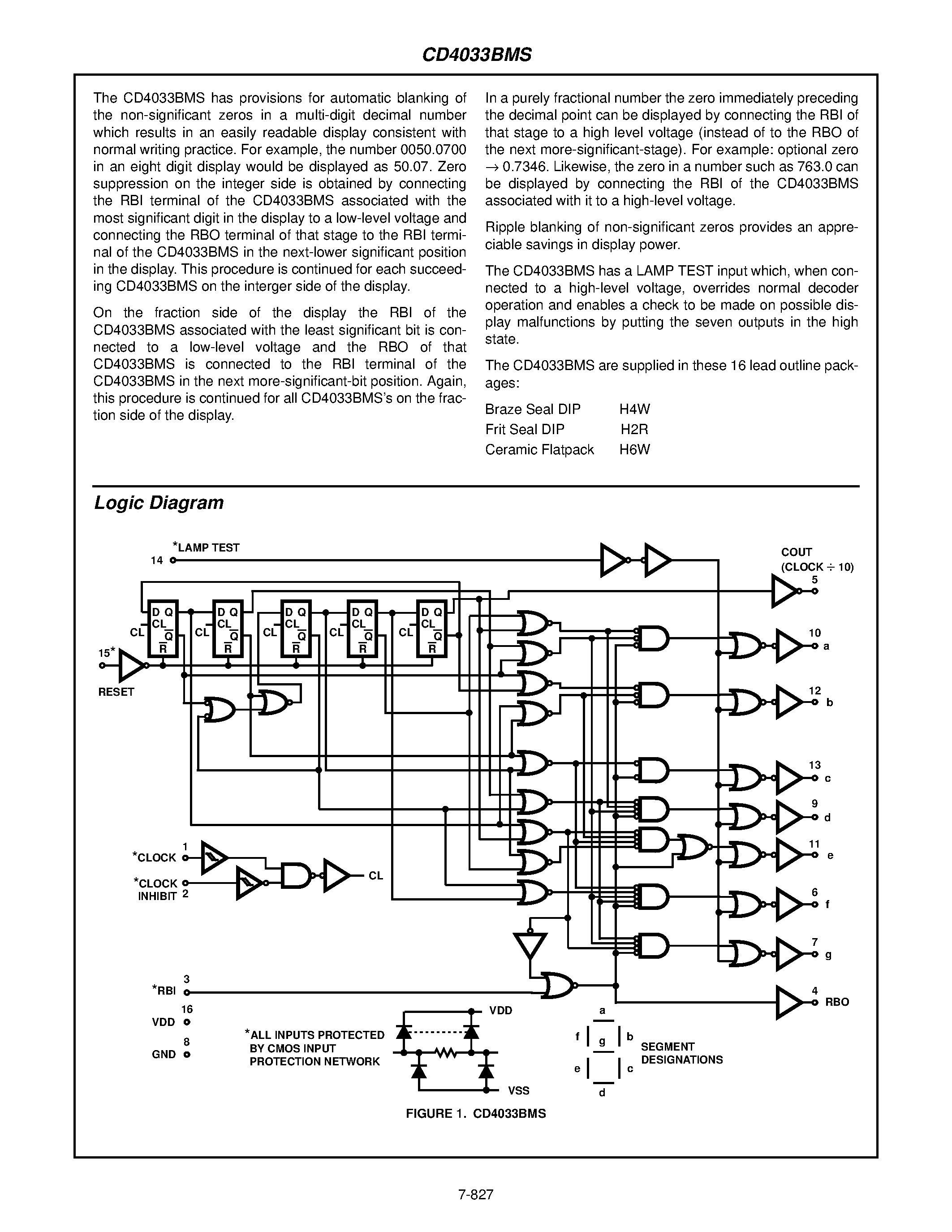 Datasheet CD4033 - CMOS Decade Counter/Divider page 2