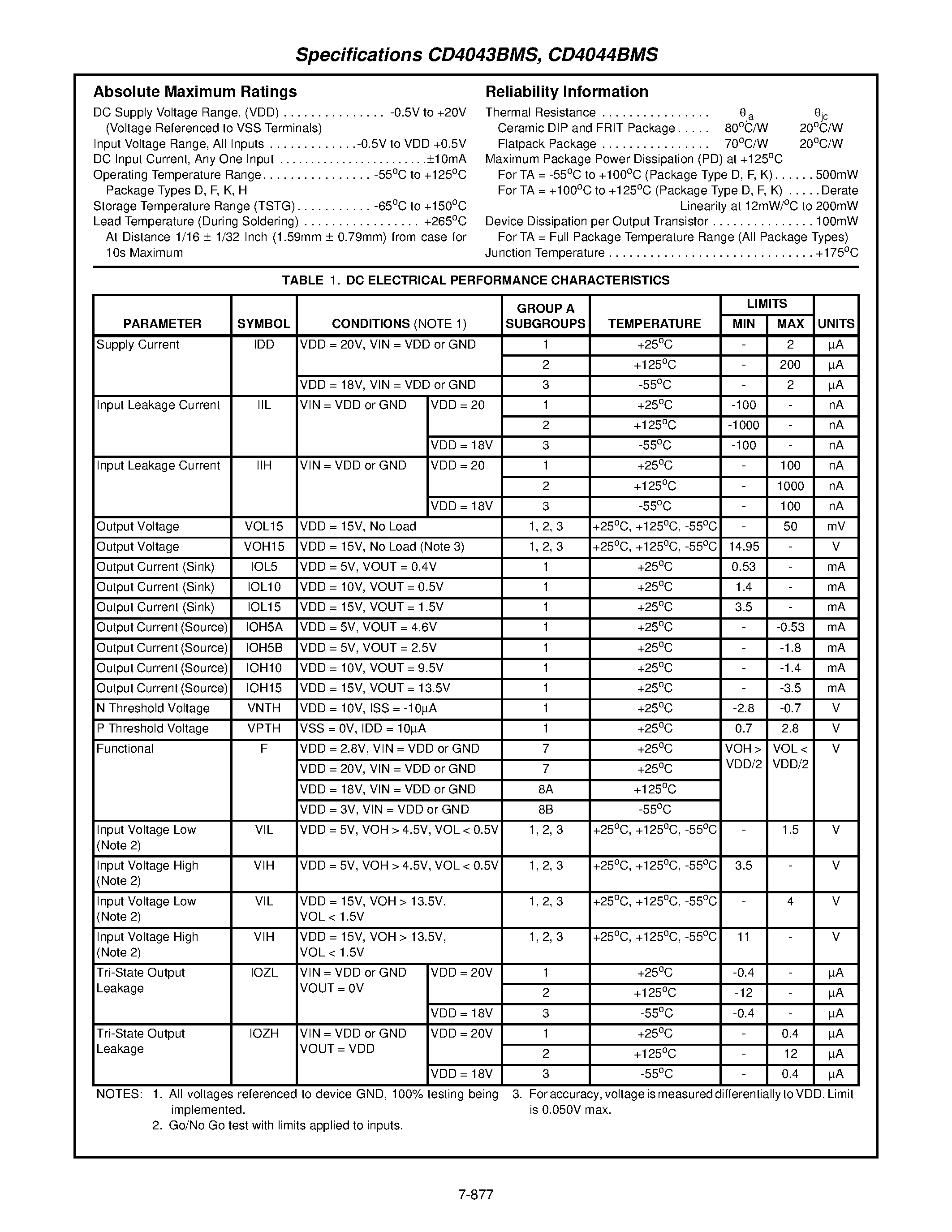 Datasheet CD4043BMS - CMOS Quad Clocked D Latch page 2