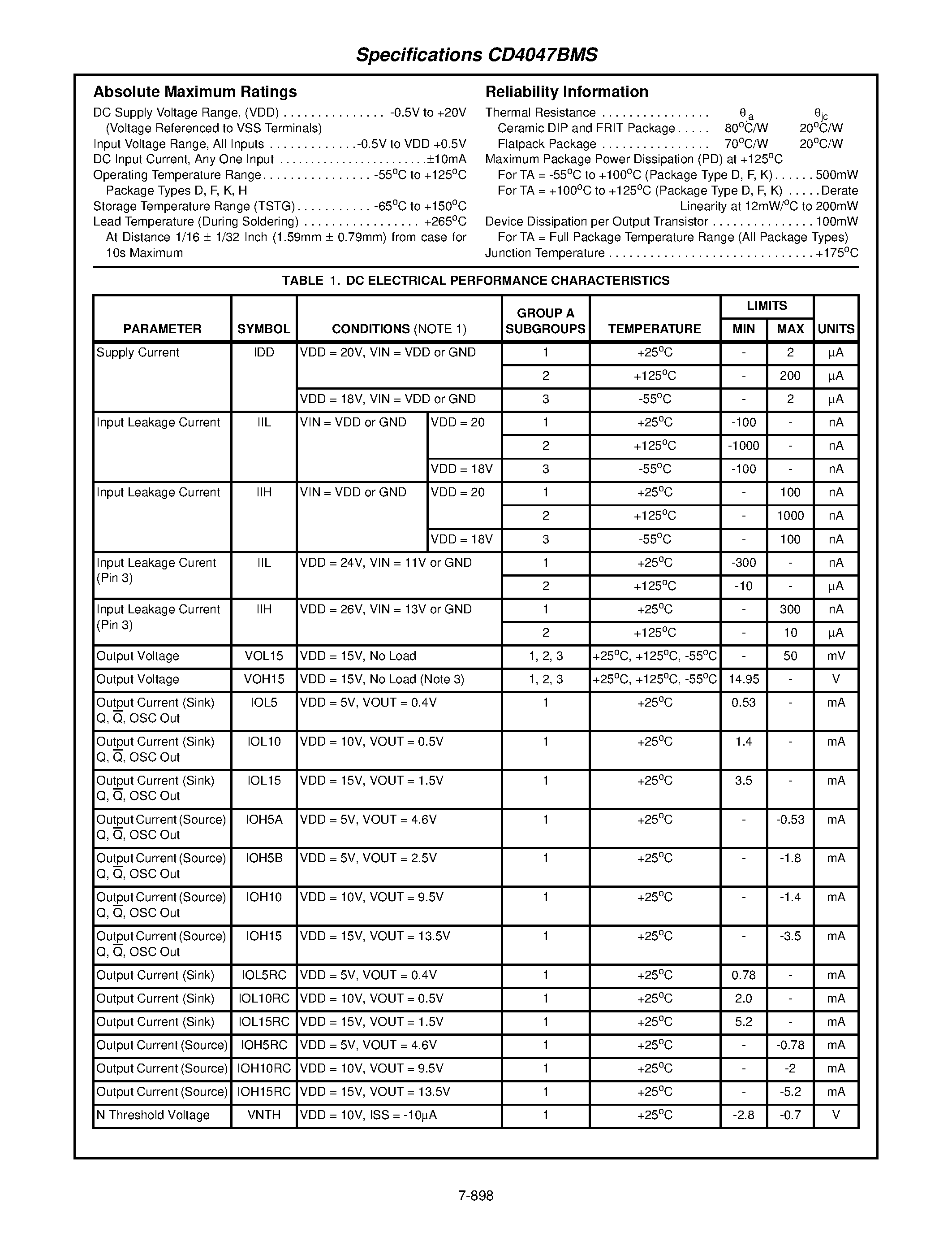 Datasheet CD4047 - CMOS Low-Power Monostable/Astable Multivibrator page 2