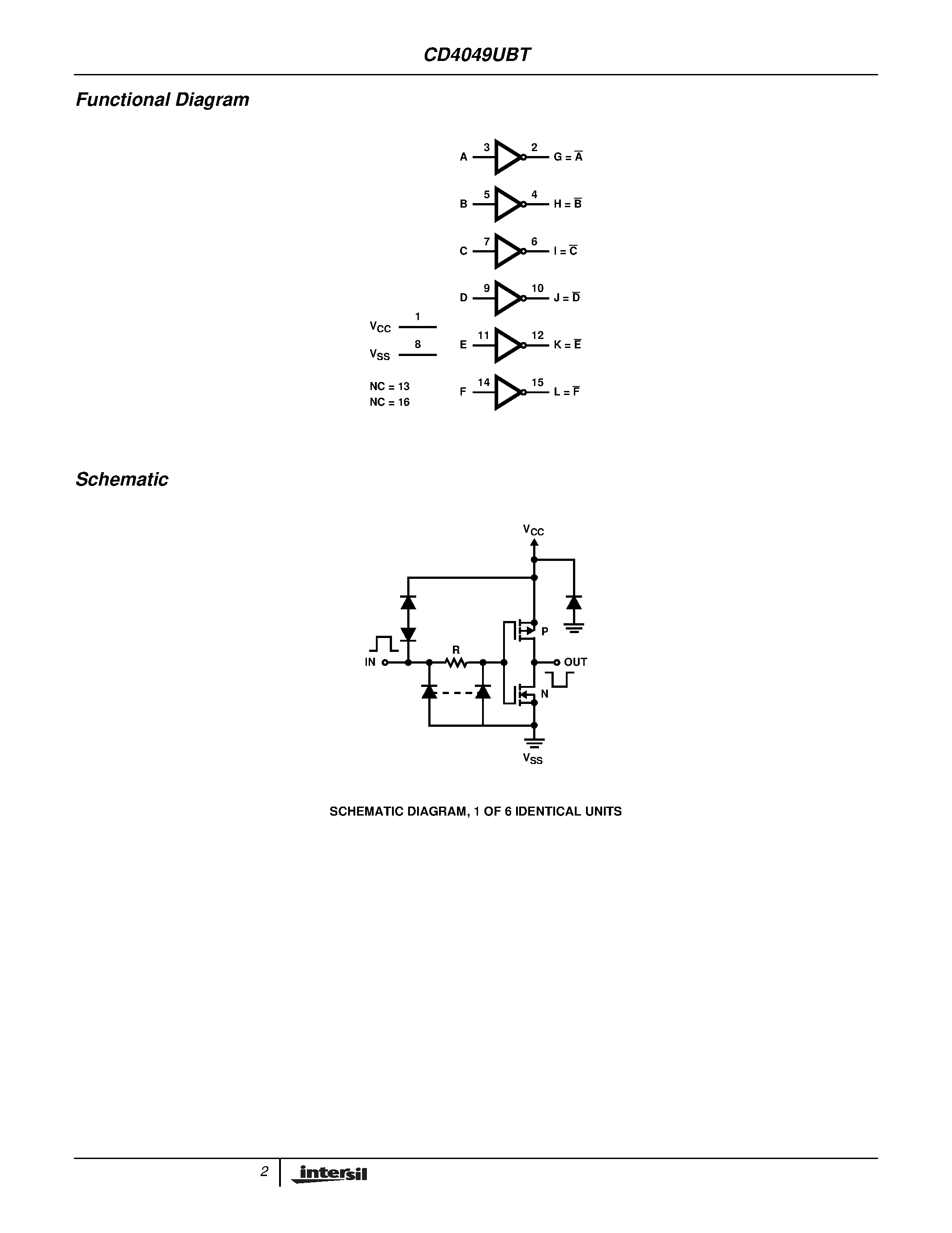 Datasheet CD4049UBDTR - CMOS Hex Buffer/Converter page 2