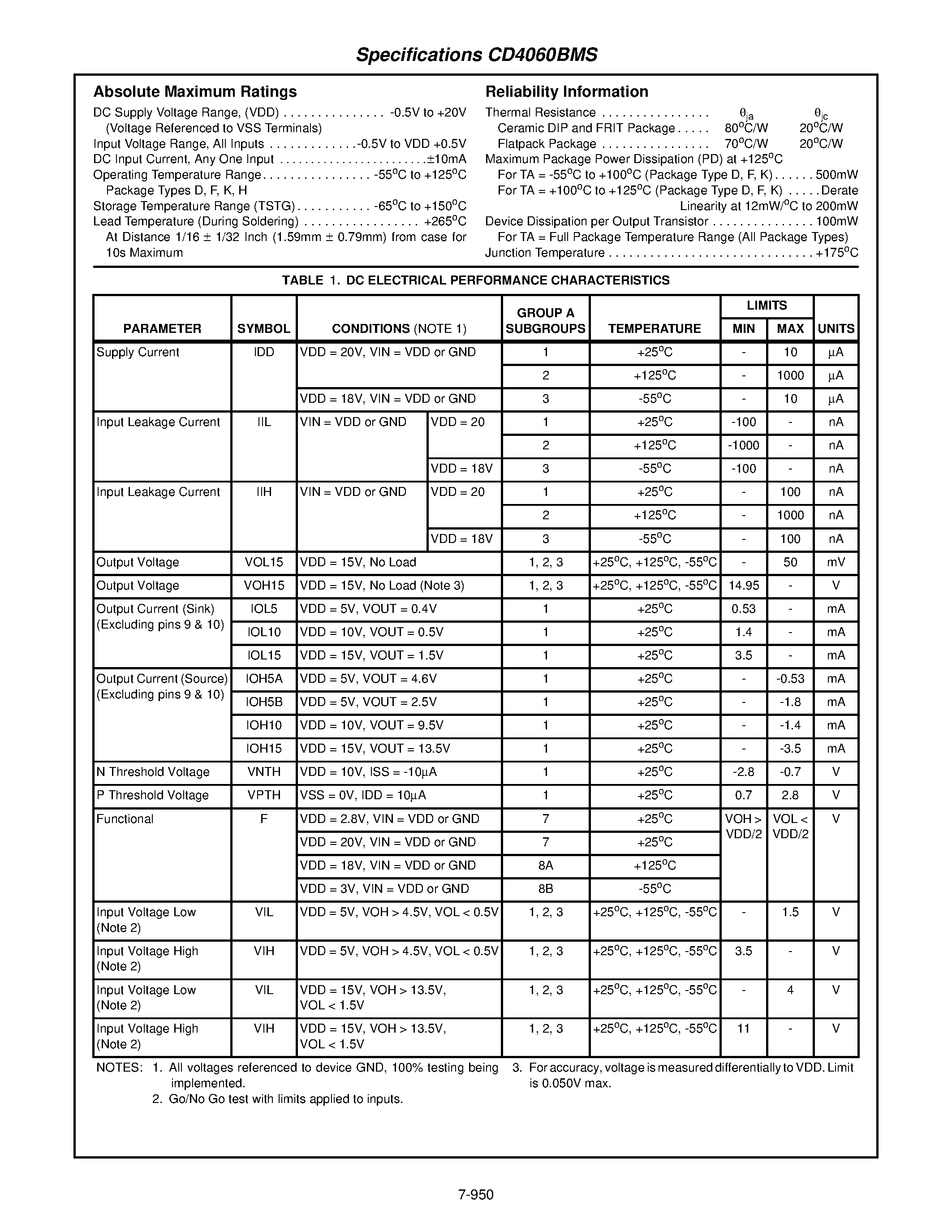 Datasheet CD4060 - CMOS 14 Stage Ripple-Carry Binary Counter/Divider and Oscillator page 2