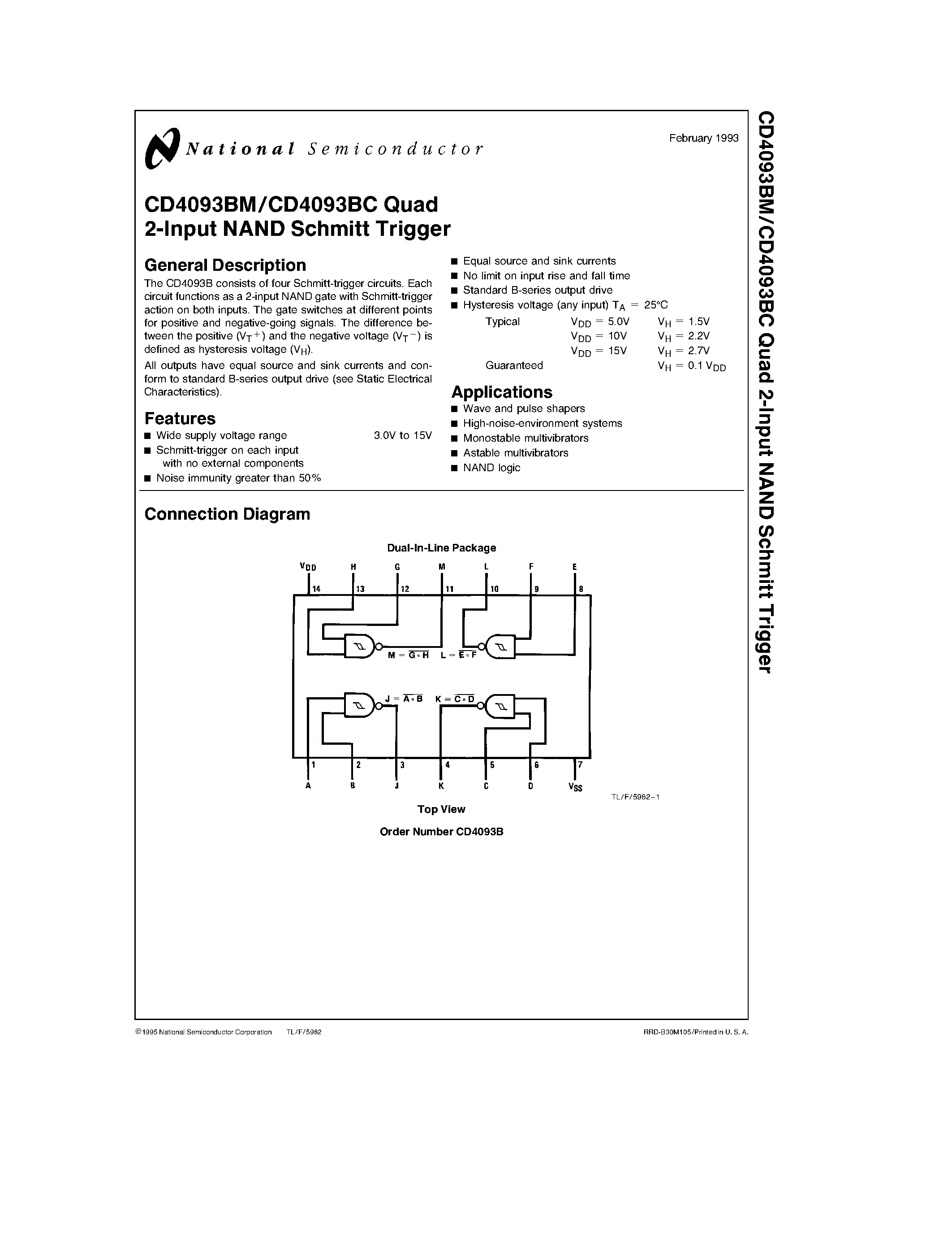 Cd4093 datasheet на русском схема