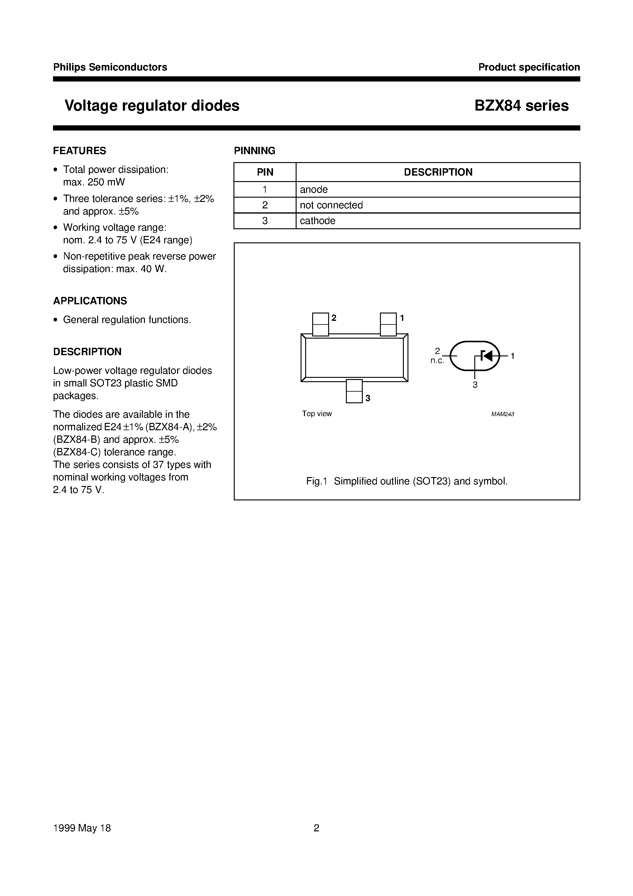 Datasheet BZX84-A13 - Voltage regulator diodes page 2