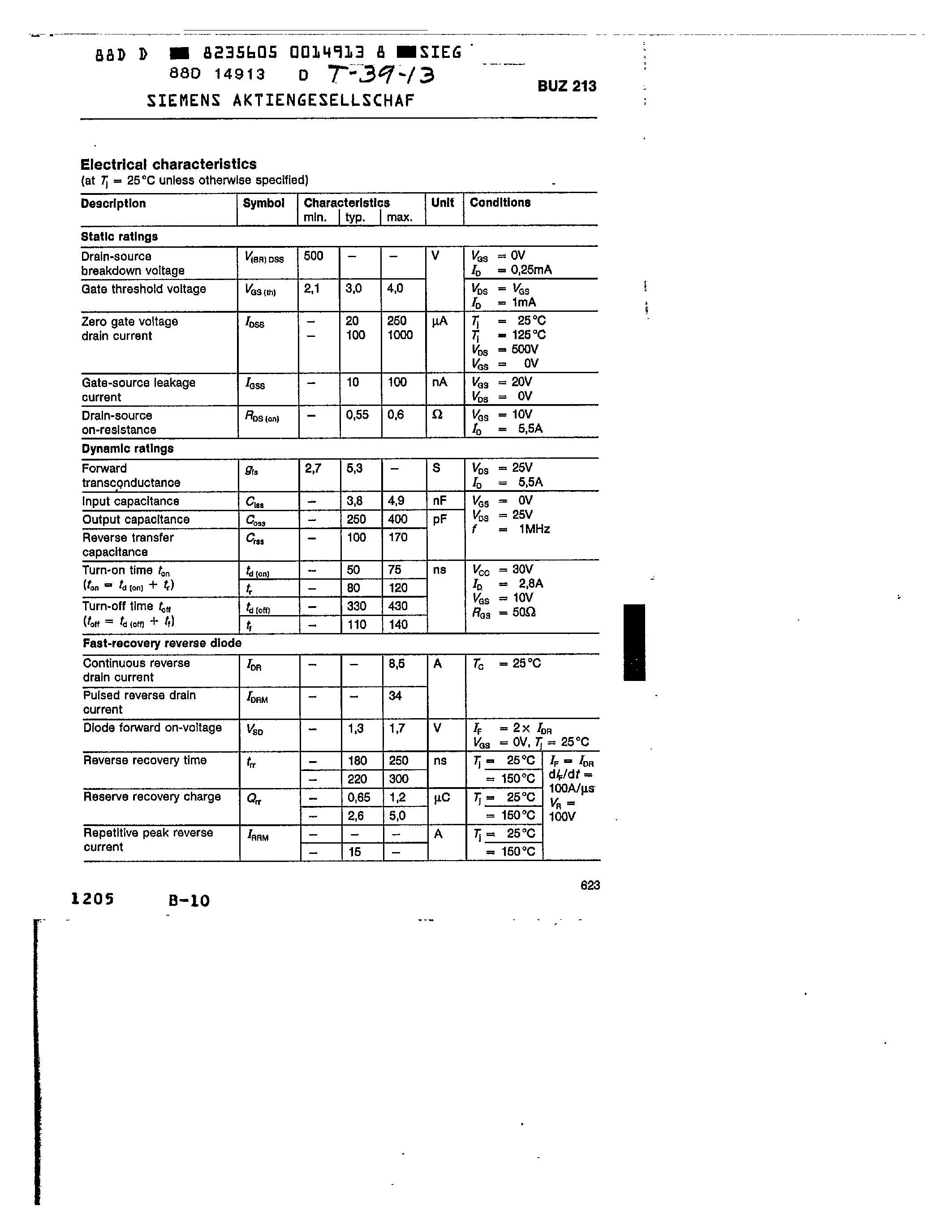 Даташит BUZ213 - main ratings страница 2