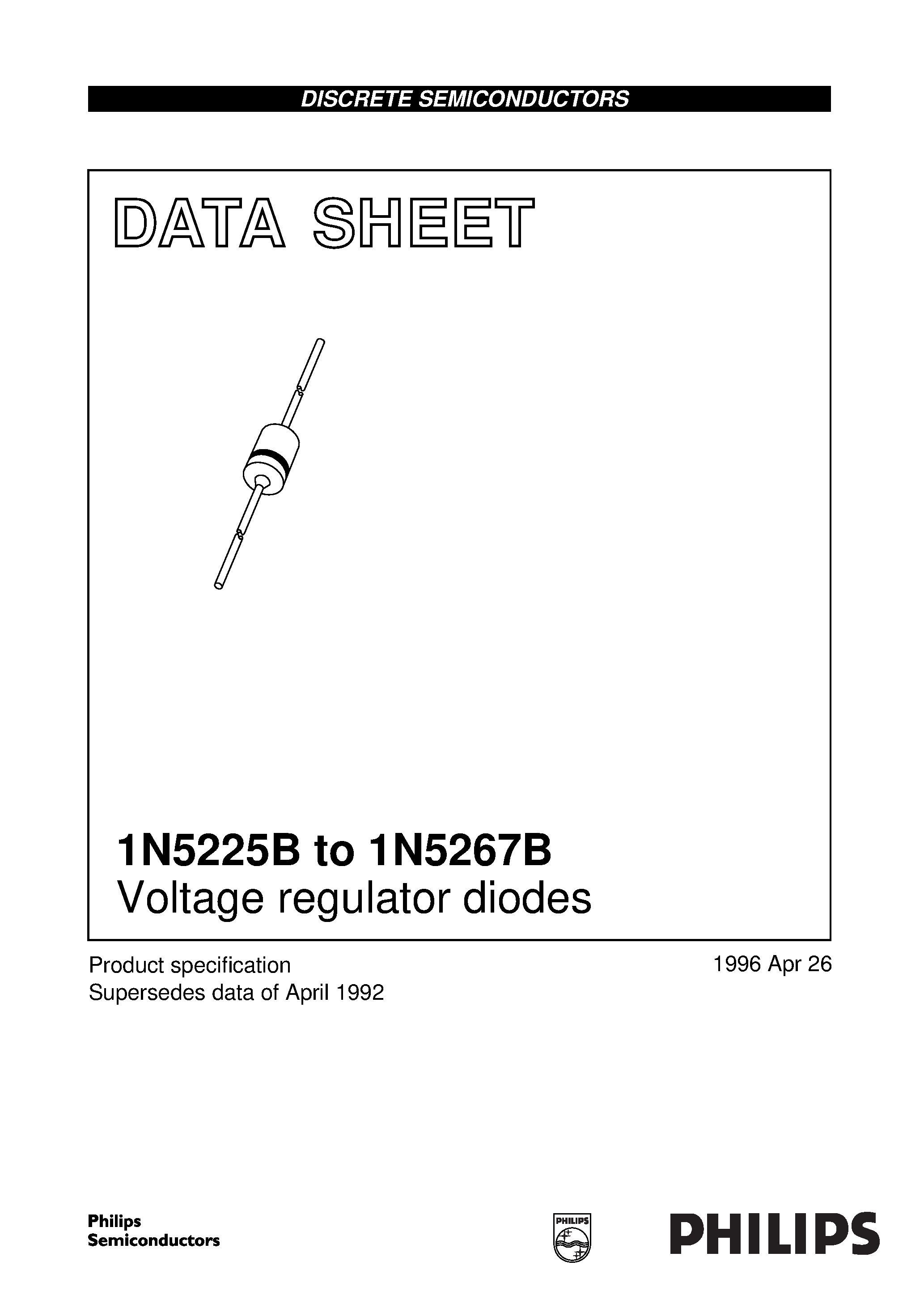 Datasheet 1N5225B - Voltage regulator diodes page 1