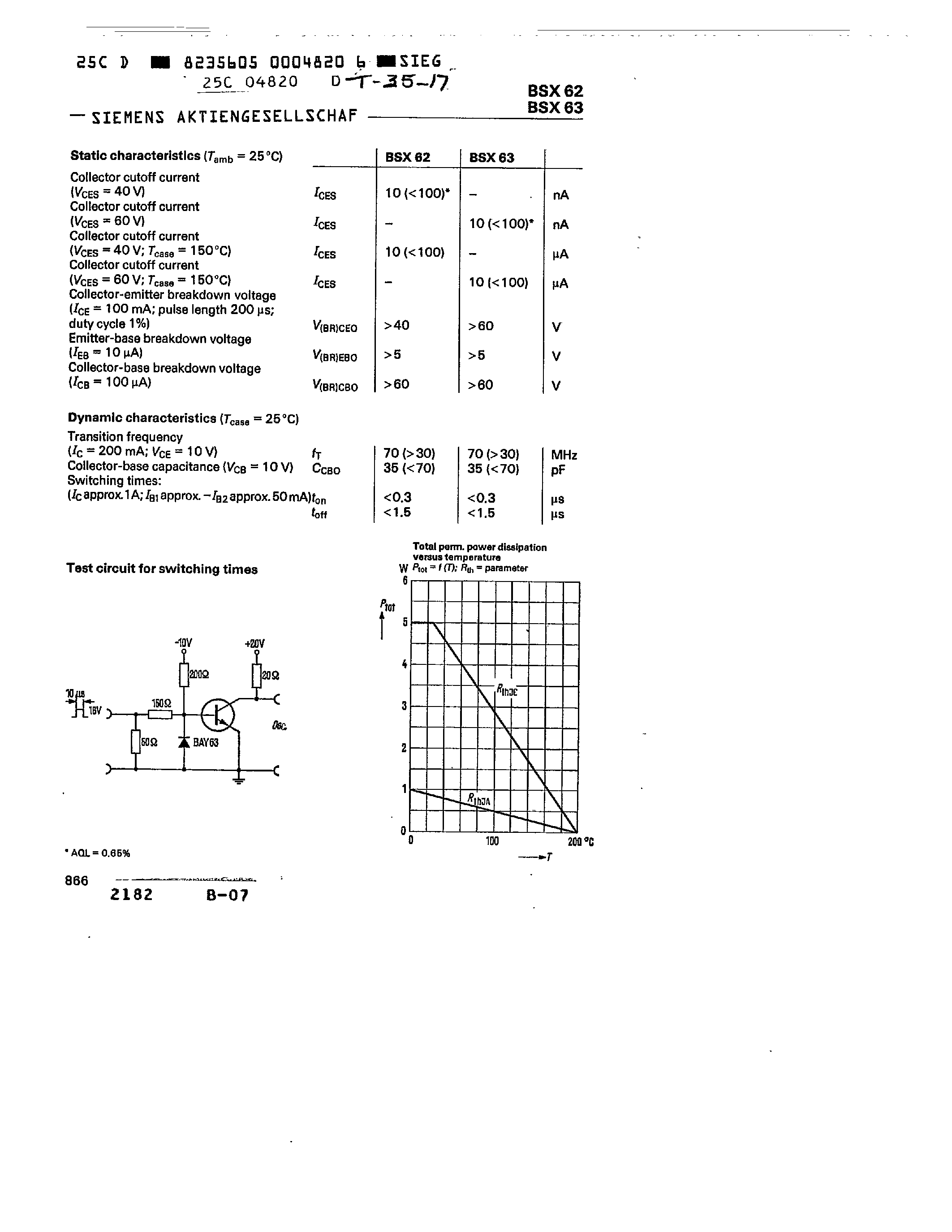 Даташит BSX62-6 - NPN SILICON PLANAR TRANSISTORS страница 2