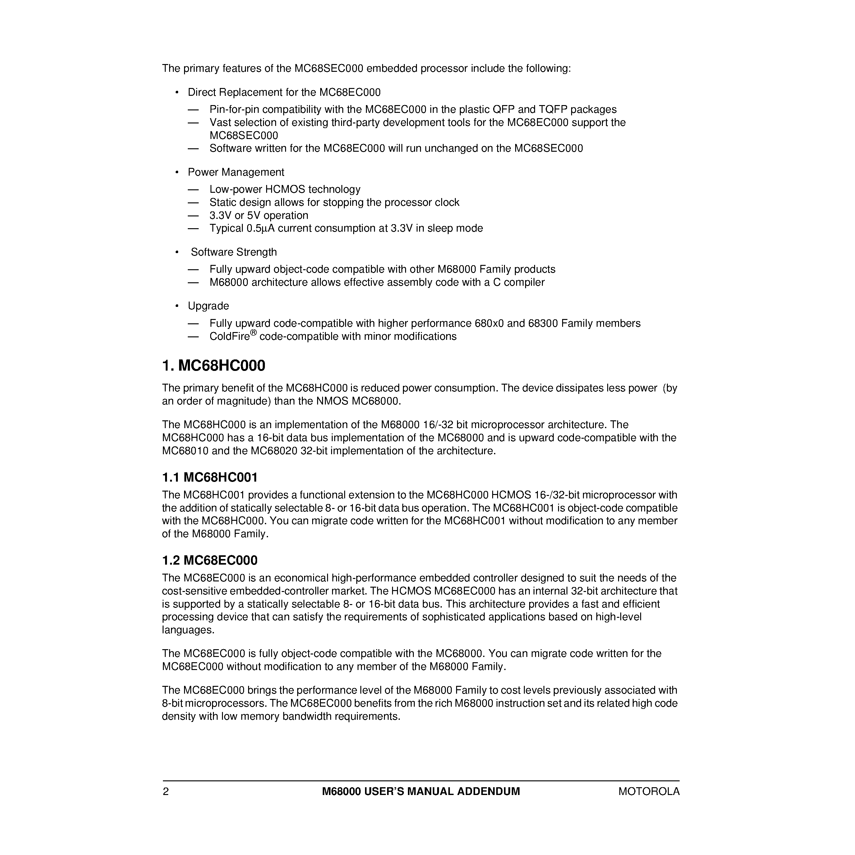 Datasheet BR729D - Addendum to M68000 User Manual page 2