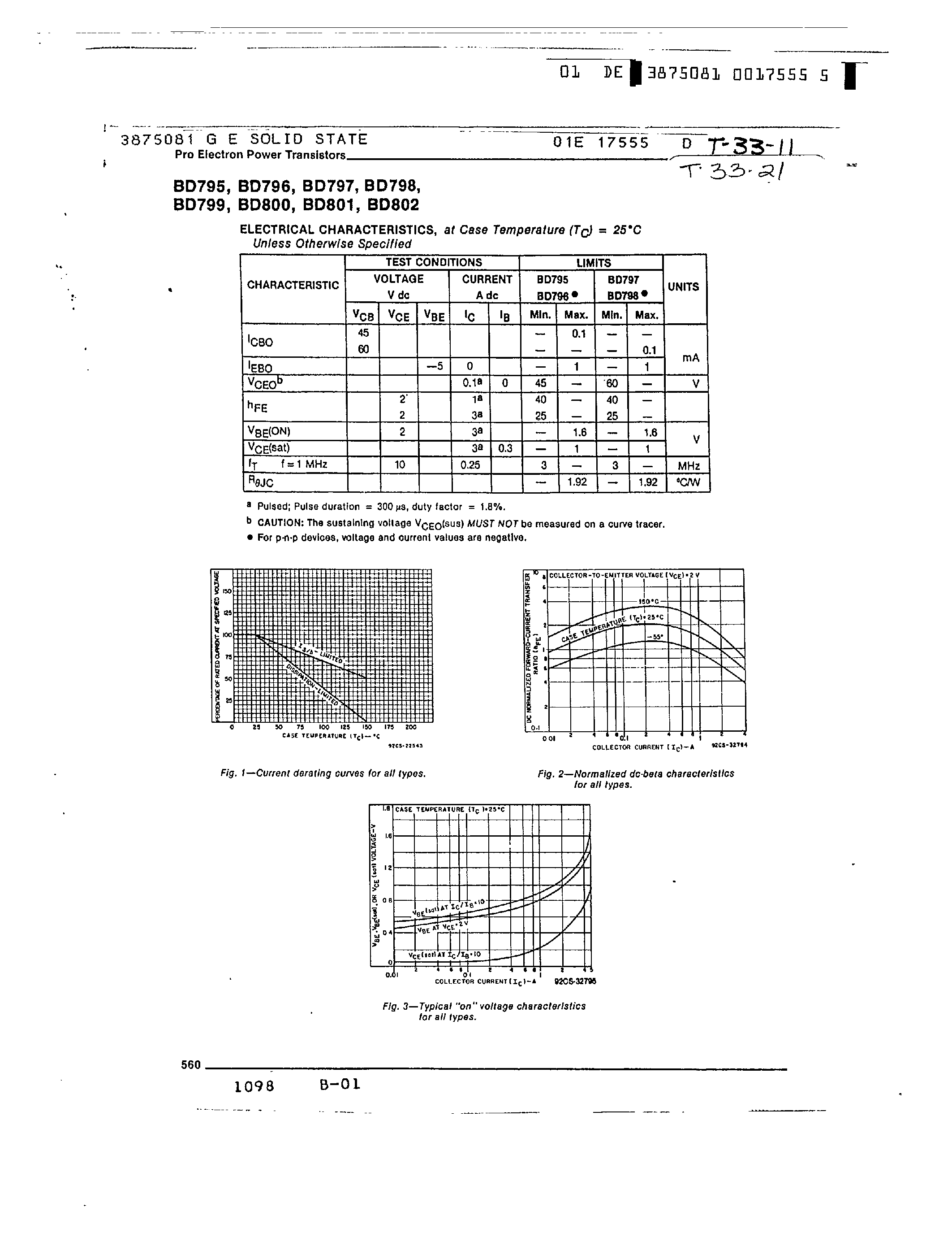 Даташит BD795 - EPITAXIAL-BASE/SILICON N-P-N AND P-N-P VERSAWATT TRANSISTORS страница 2