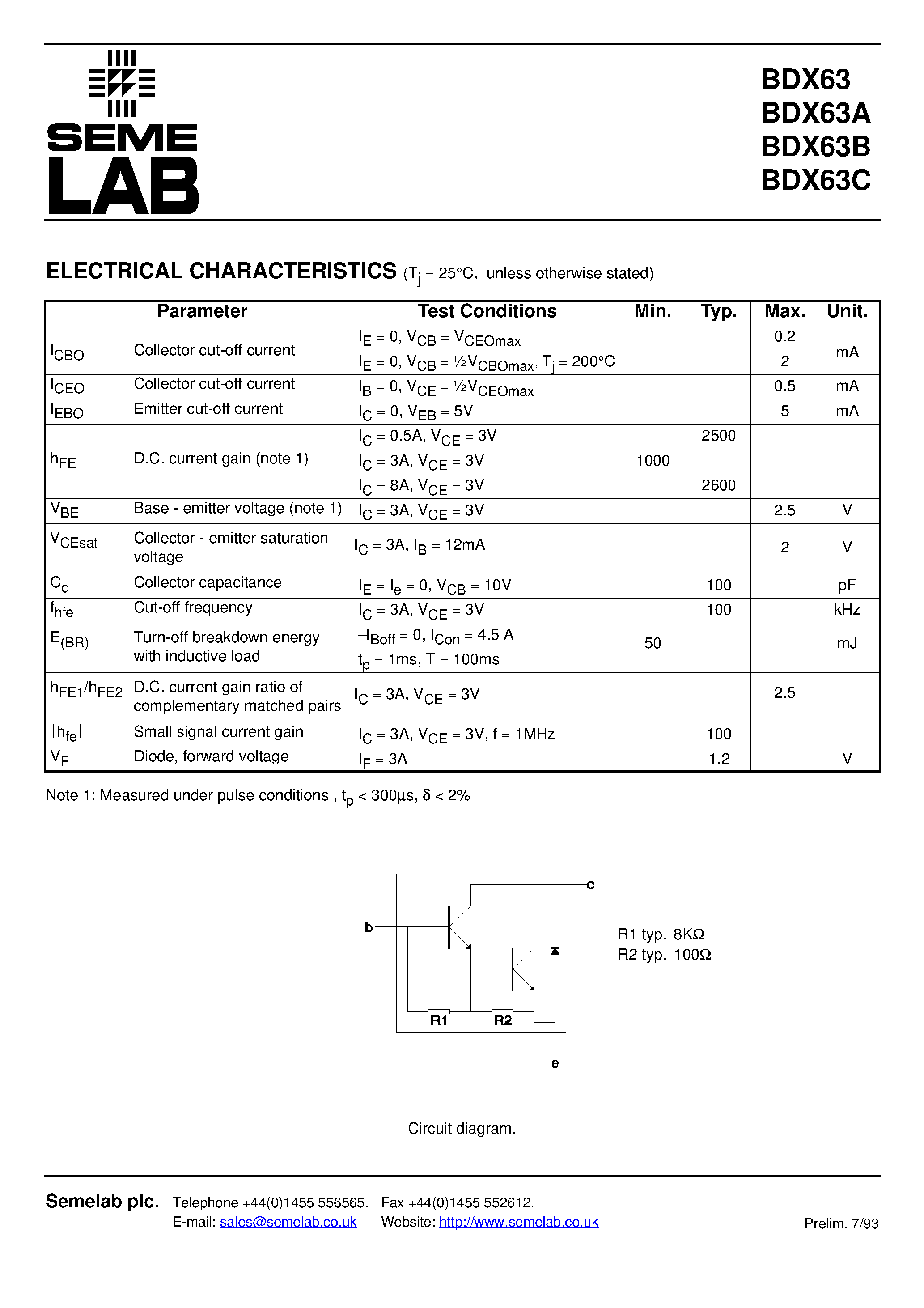 Даташит BDX63 - NPN EPITAXIAL BASE DARLINGTON POWER TRANSISTOR страница 2