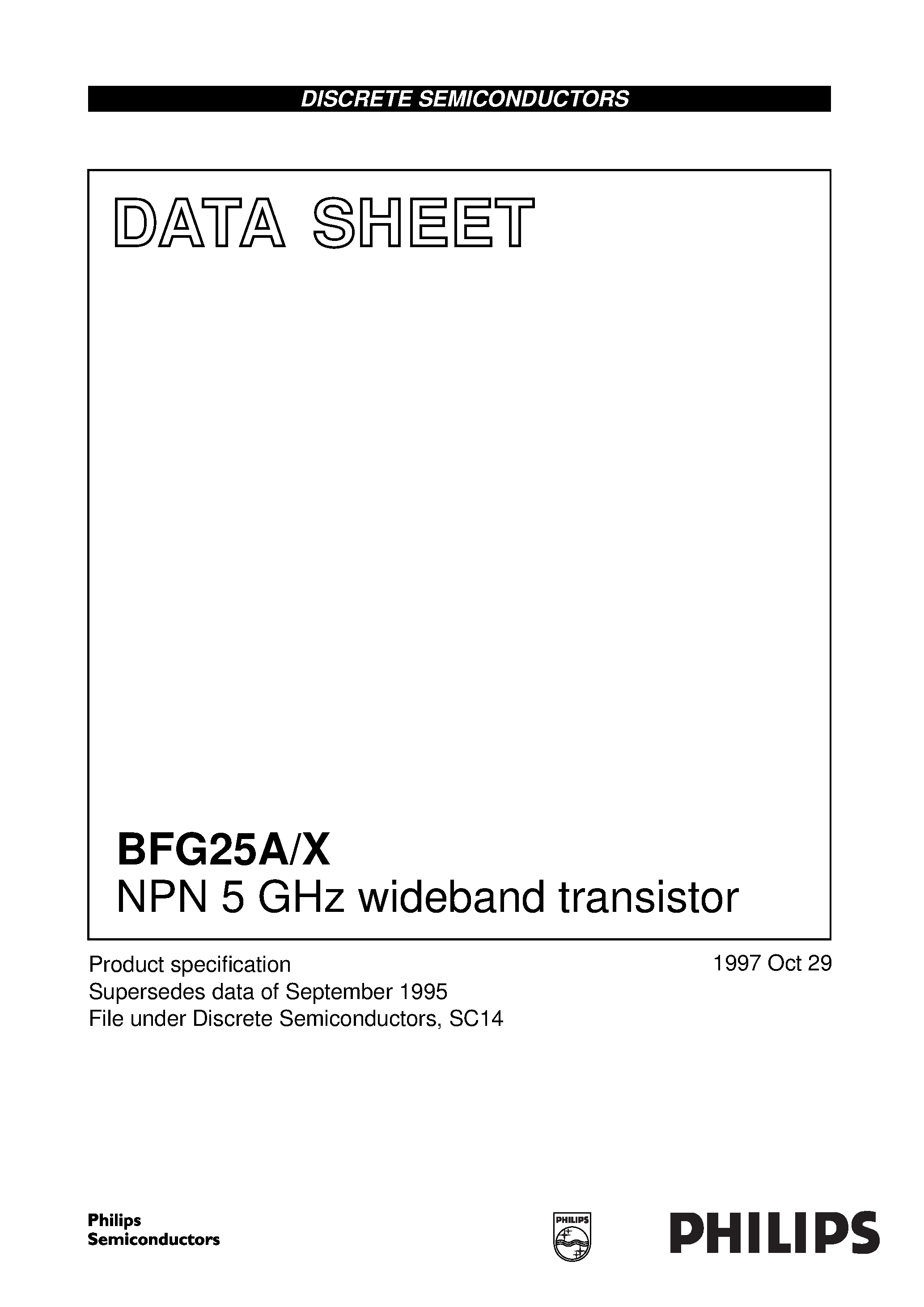 Datasheet BFG25A/X - NPN 5 GHz wideband transistor page 1