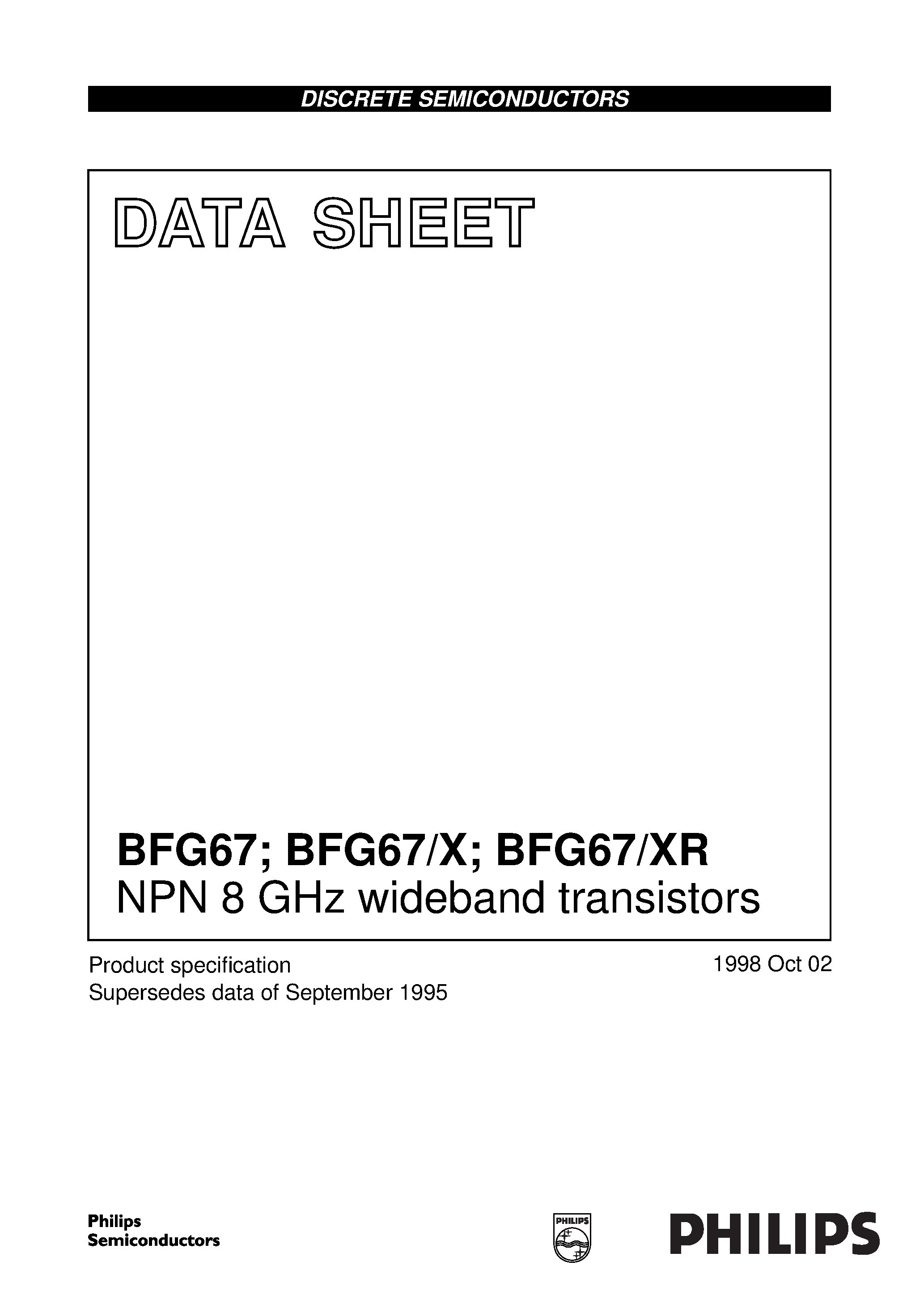 Datasheet BFG67/X - NPN 8 GHz wideband transistors page 1