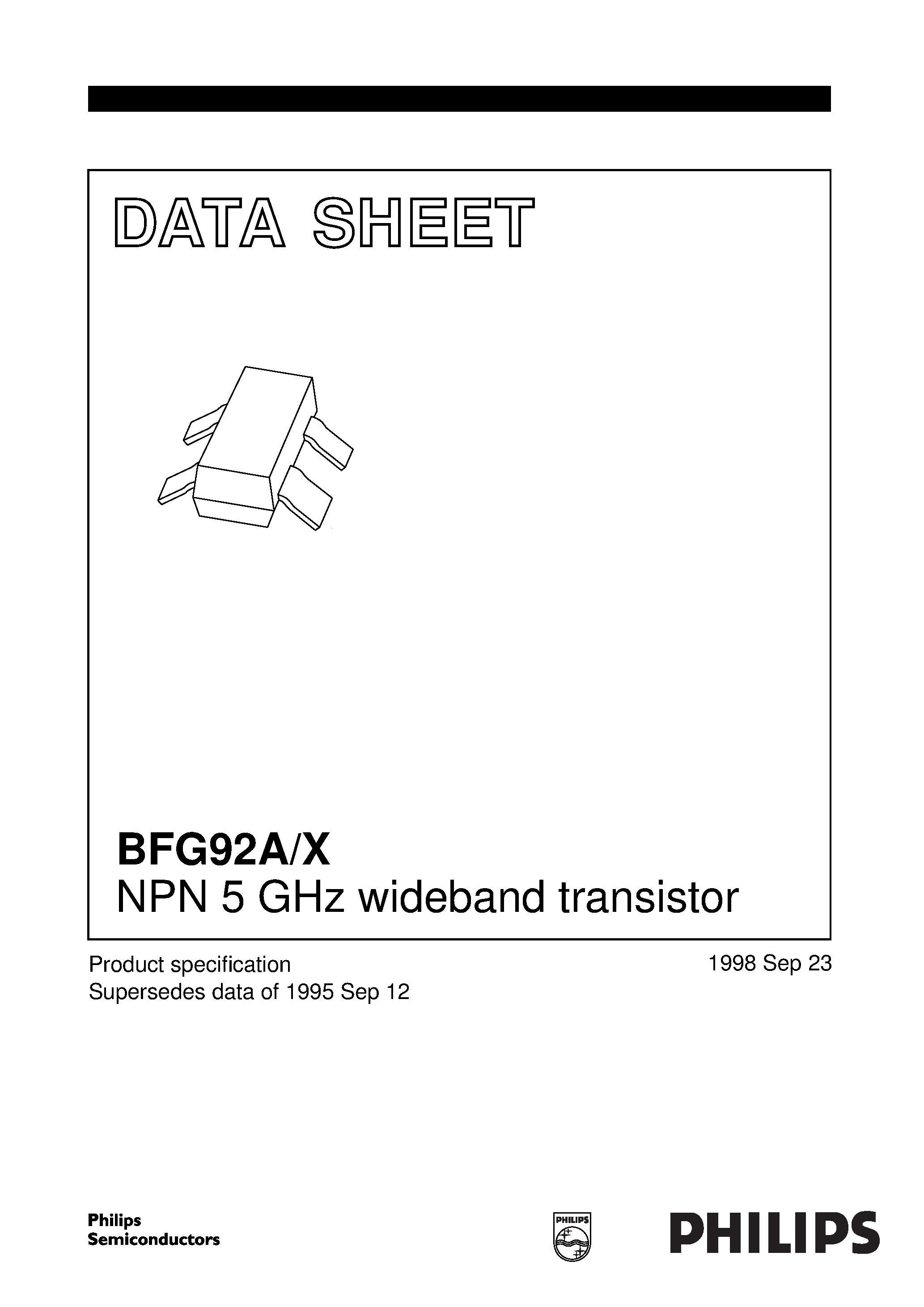 Datasheet BFG92A/X - NPN 5 GHz wideband transistor page 1