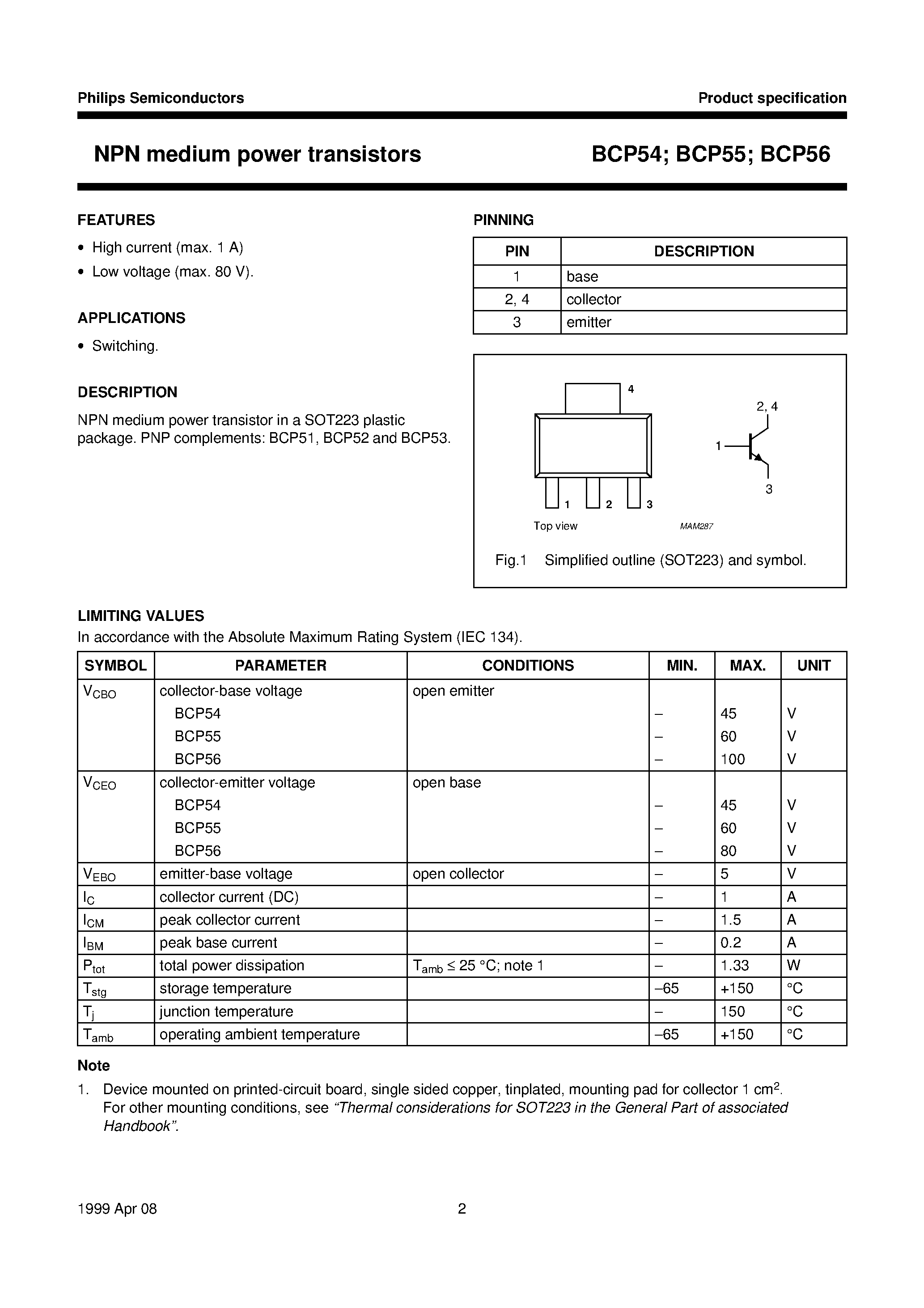 Datasheet BCP54-16 - NPN medium power transistors page 2