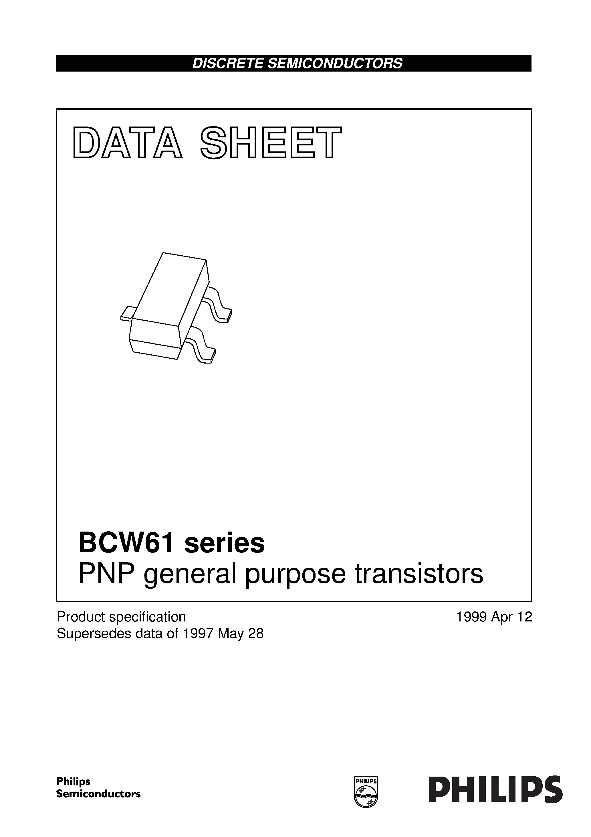 Datasheet BCW61 - PNP general purpose transistors page 1