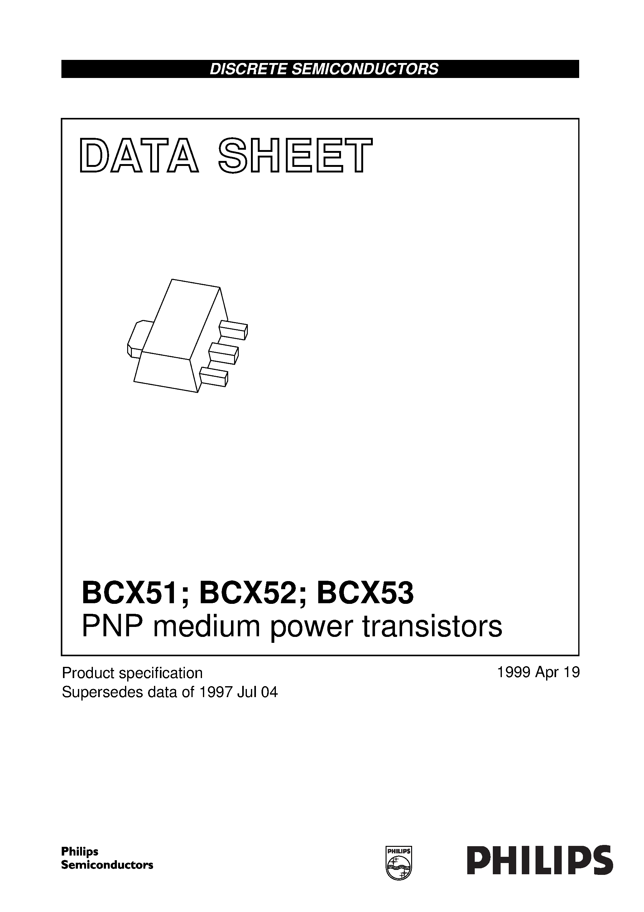 Даташит BCX52-16 - PNP medium power transistors страница 1