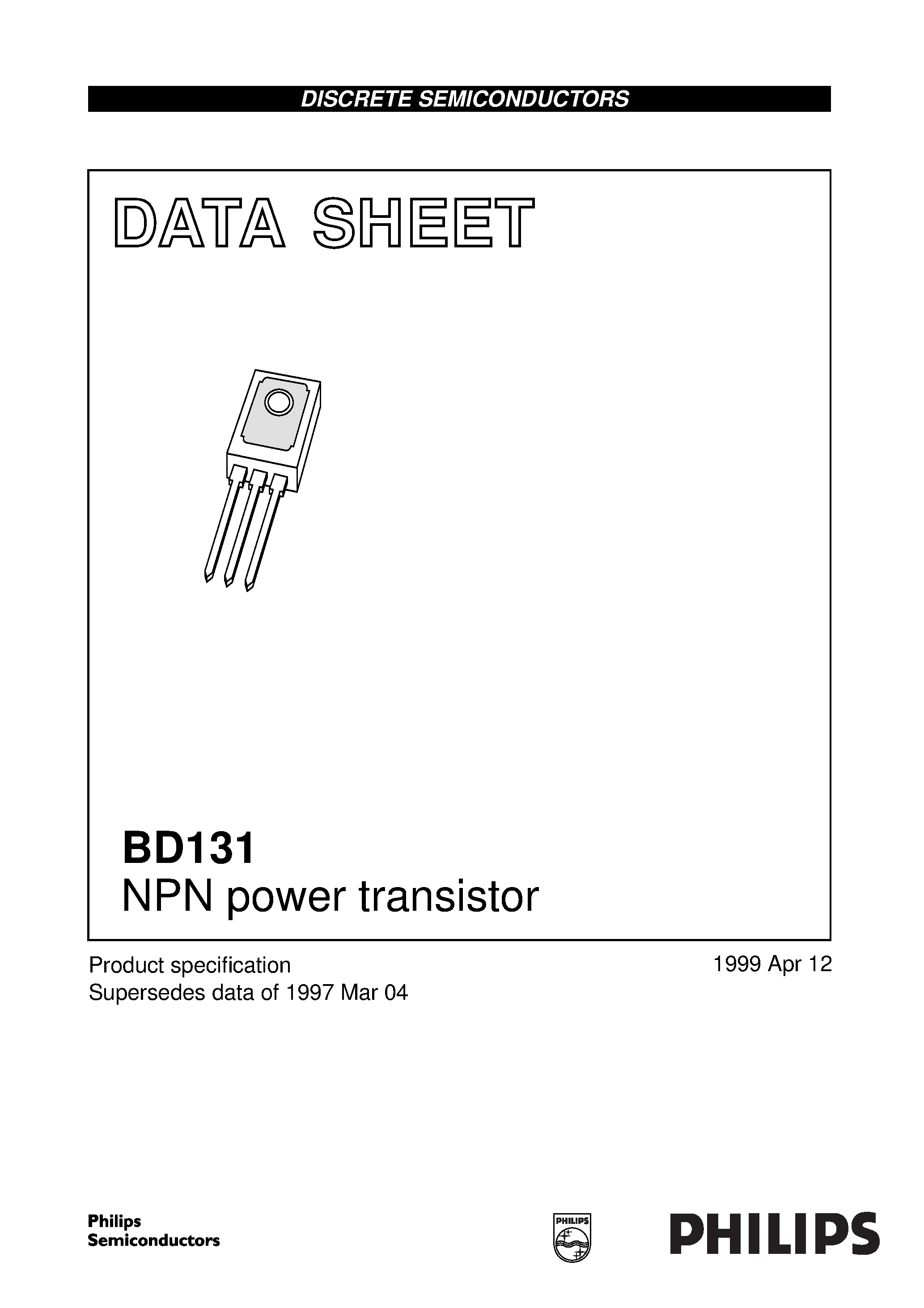Datasheet BD131 - NPN power transistor page 1