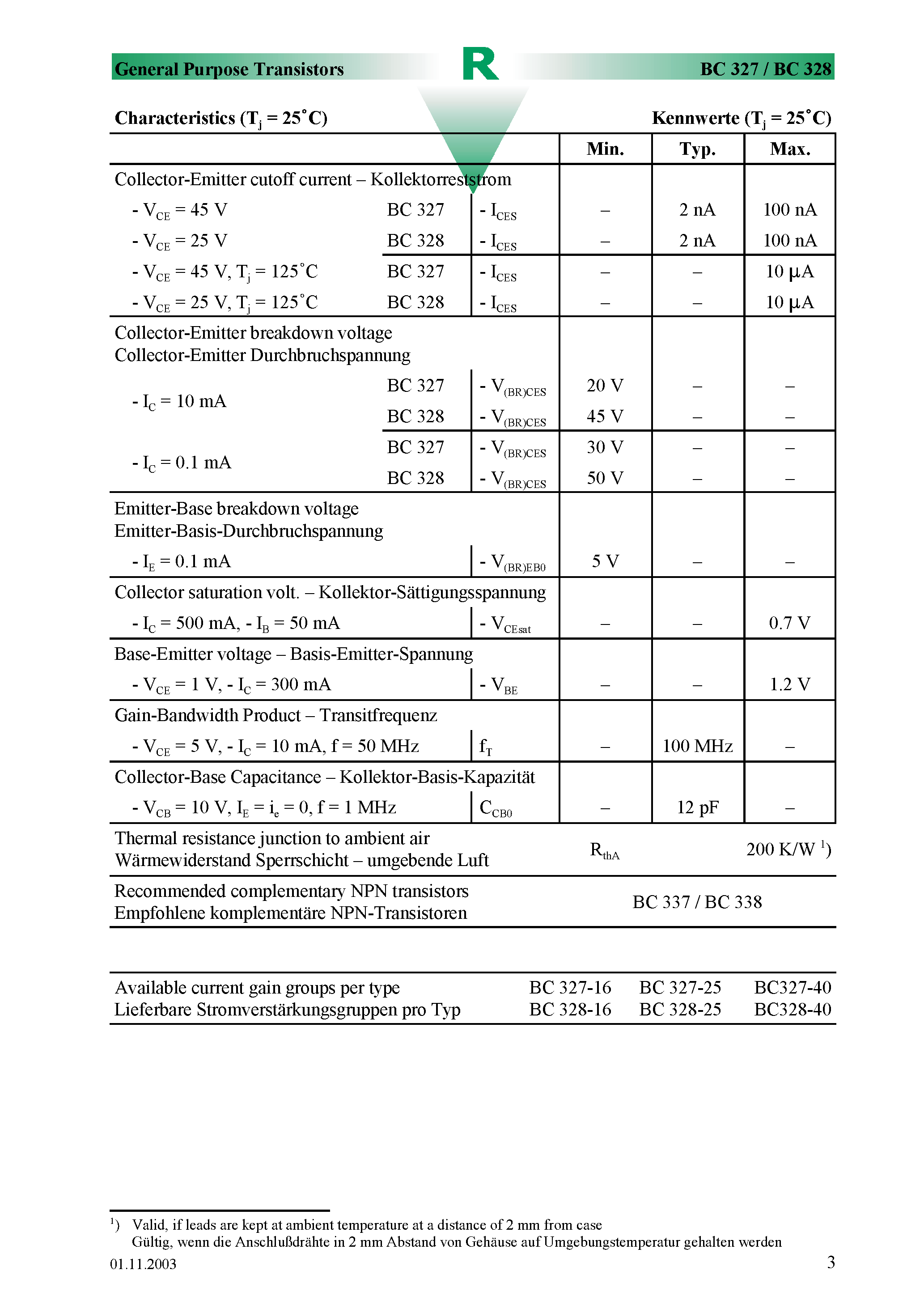 Datasheet BC327-16 - PNP general purpose transistor page 2