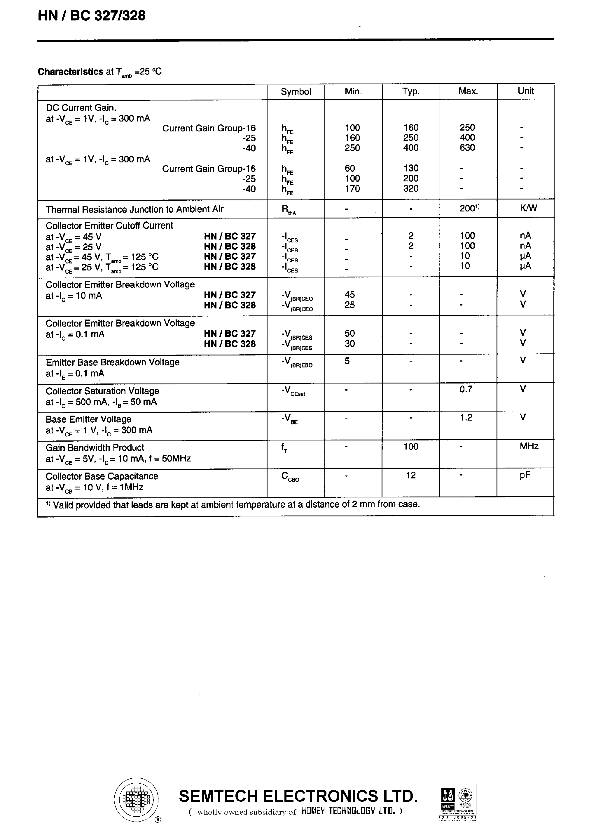 Даташит BC328 - Si-Epitaxial PlanarTransistors страница 2