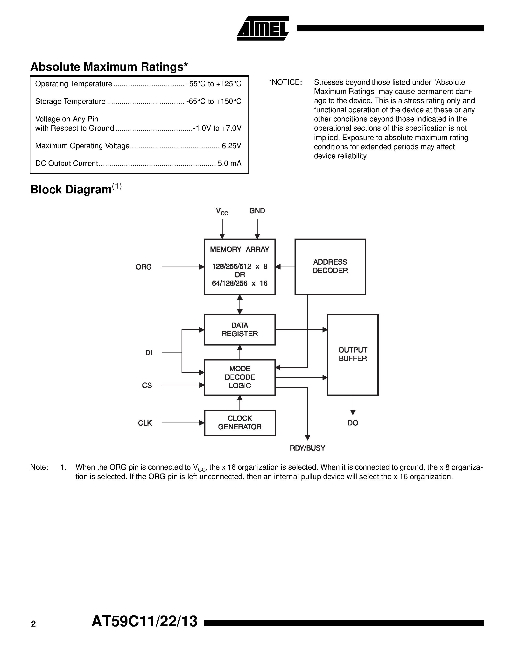 Datasheet AT59C11-10PC-2.5 - 4-Wire Serial EEPROMs page 2