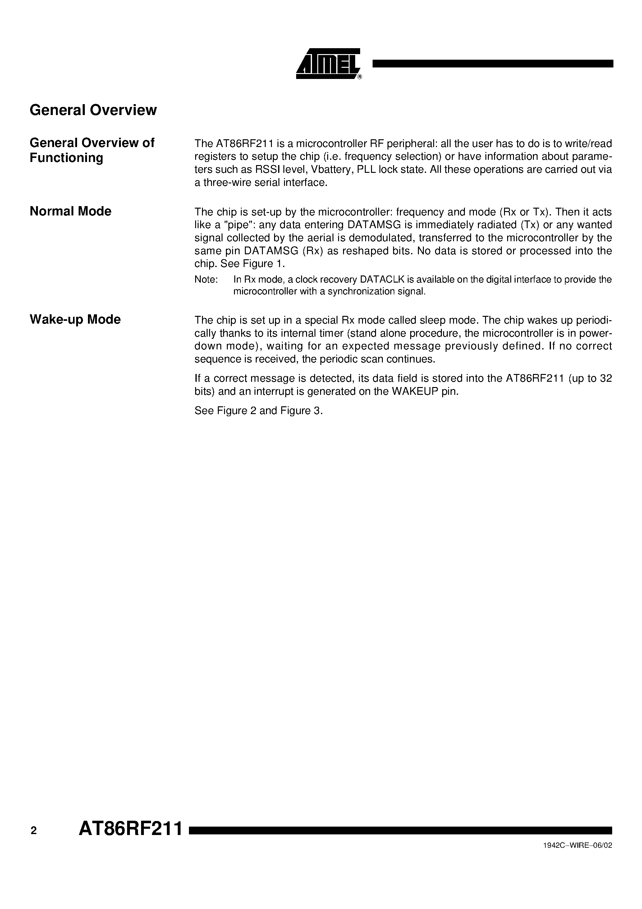 Datasheet AT86RF211DAI-R - FSK Transceiver for ISM Radio Applications page 2