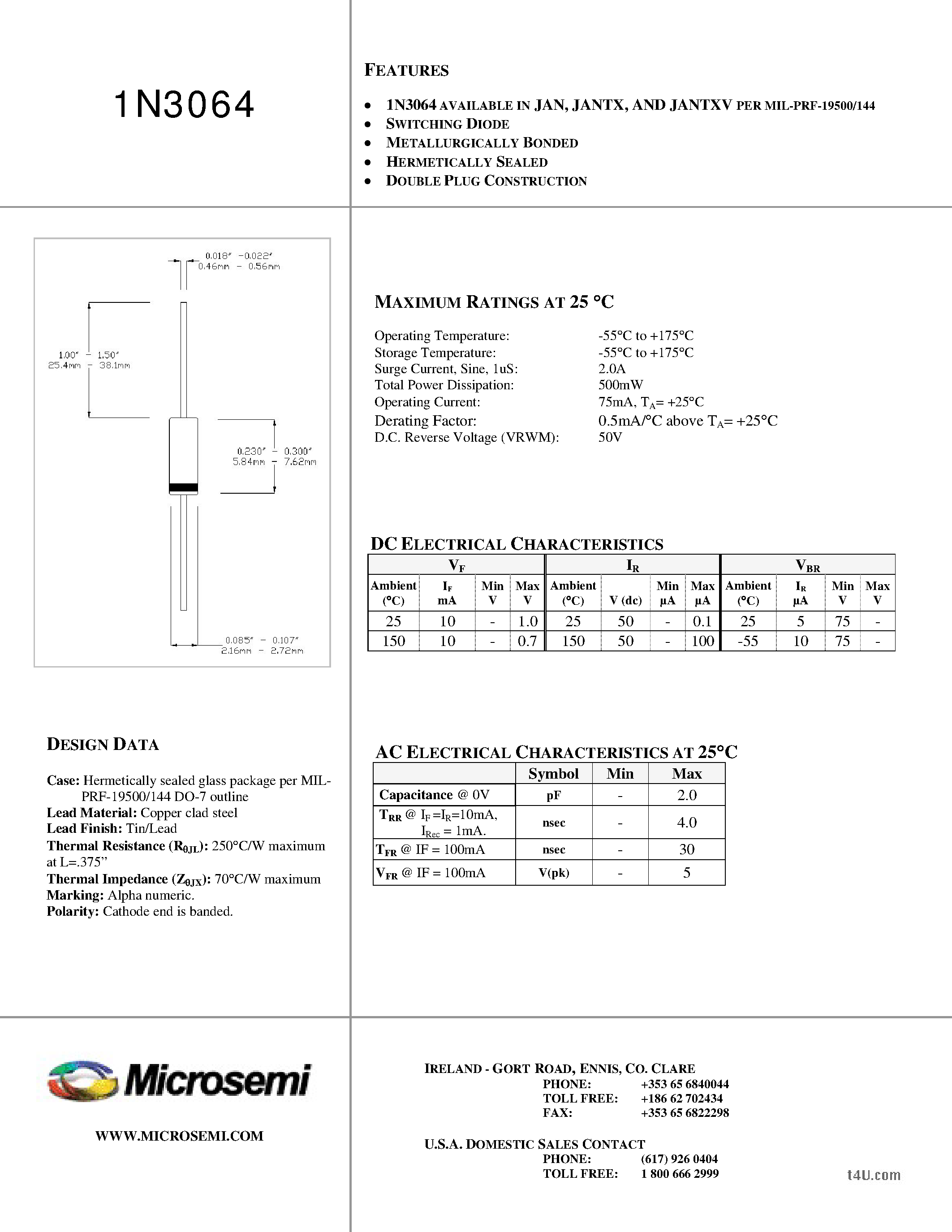 Datasheet 1N3064 - COMPUTER DIODE Switching page 1