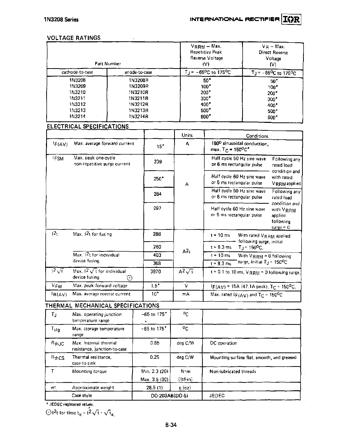 Datasheet 1N3209 - 15 Amp Stud-mounted Silicon Rectifier Diodes page 2