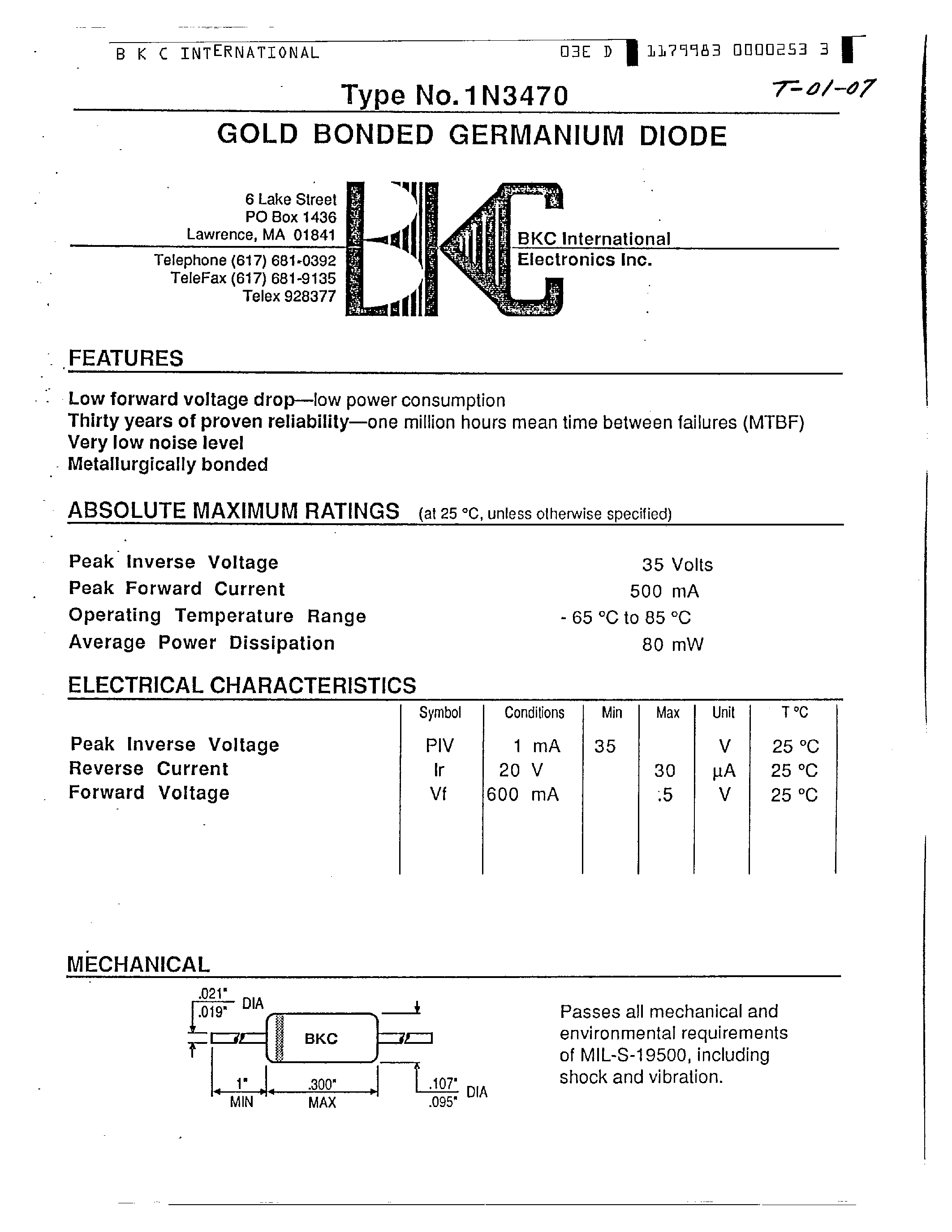 Datasheet 1N3469 - GOLD BONDED DIODES page 2