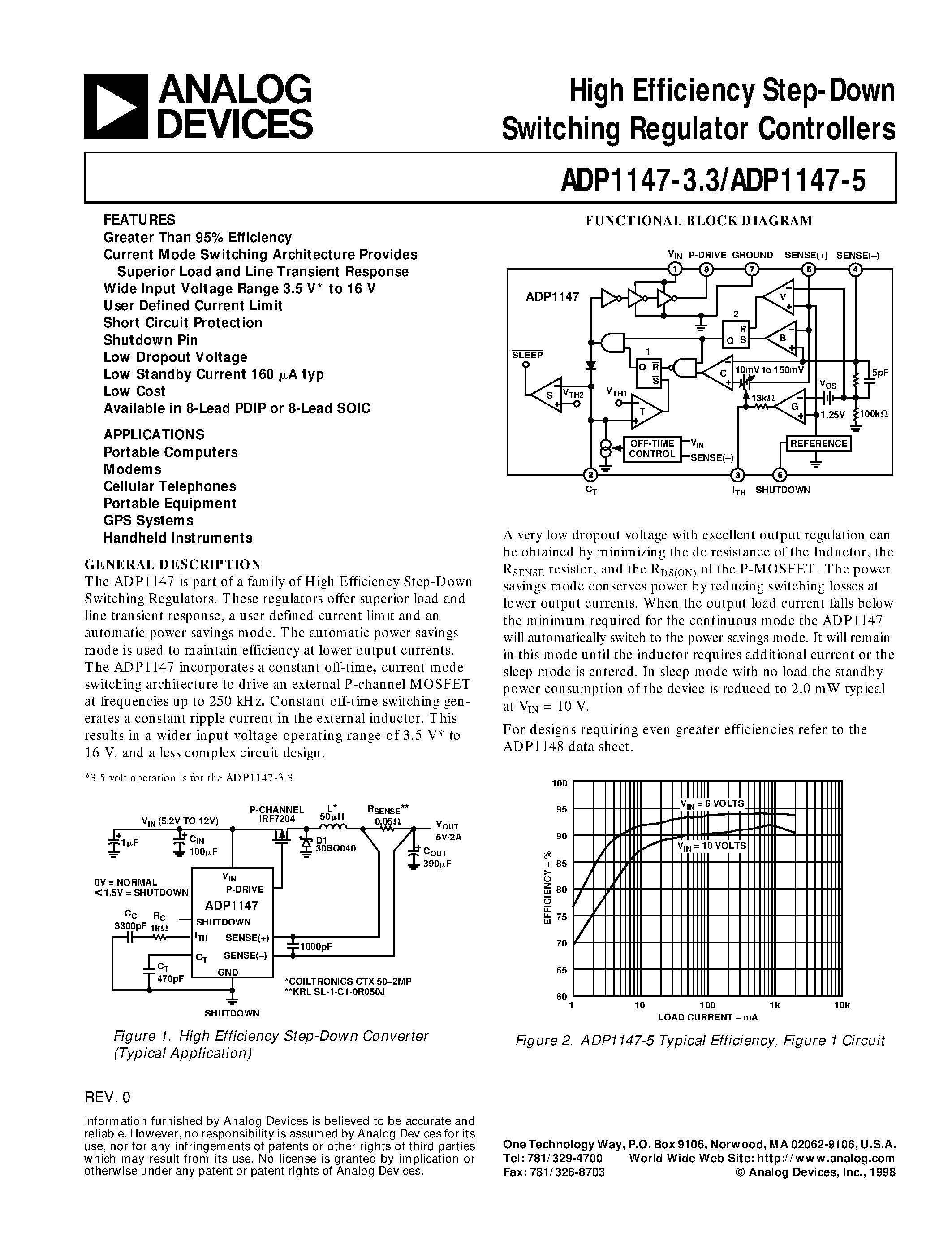 Даташит ADP1147 - High Efficiency Step-Down Switching Regulator Controllers страница 1