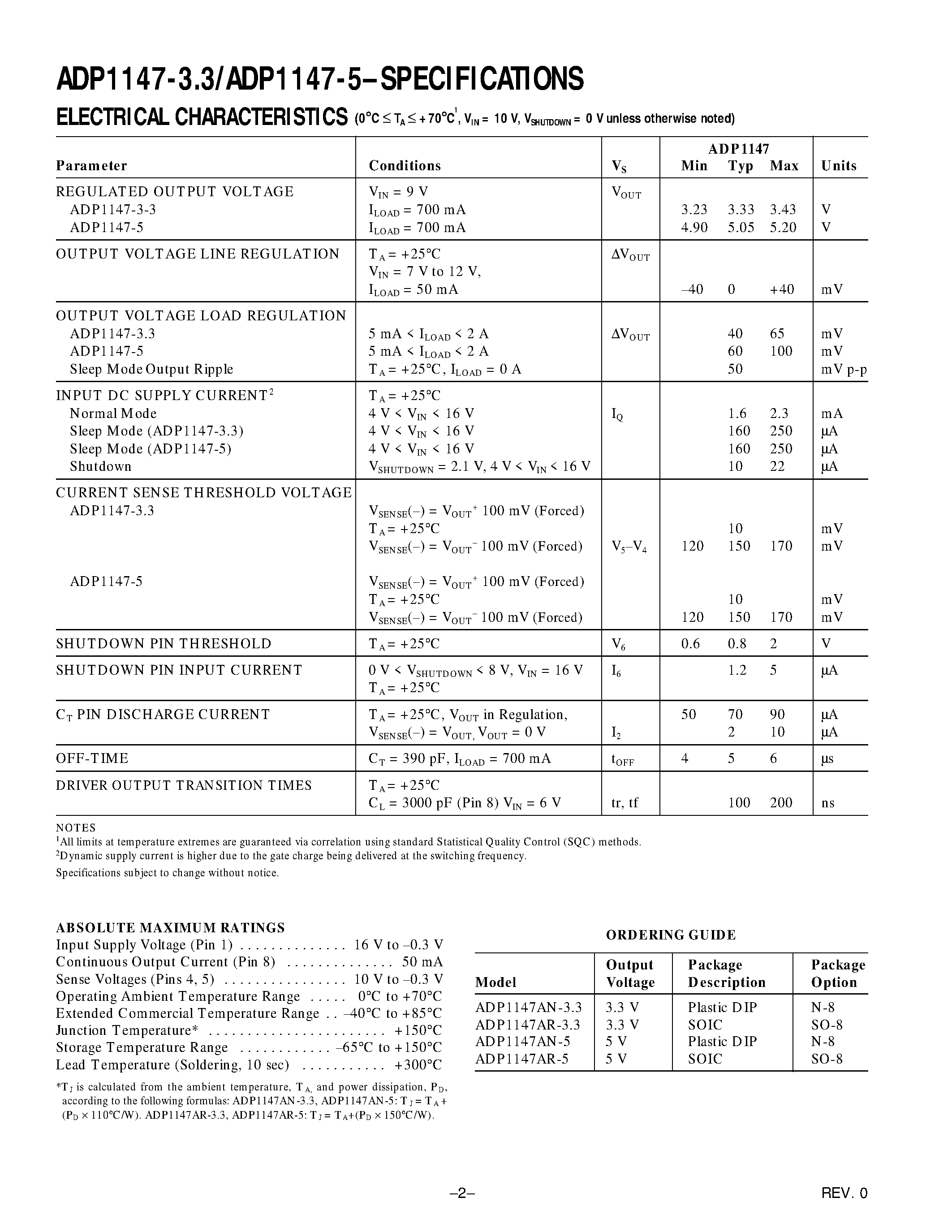 Даташит ADP1147 - High Efficiency Step-Down Switching Regulator Controllers страница 2