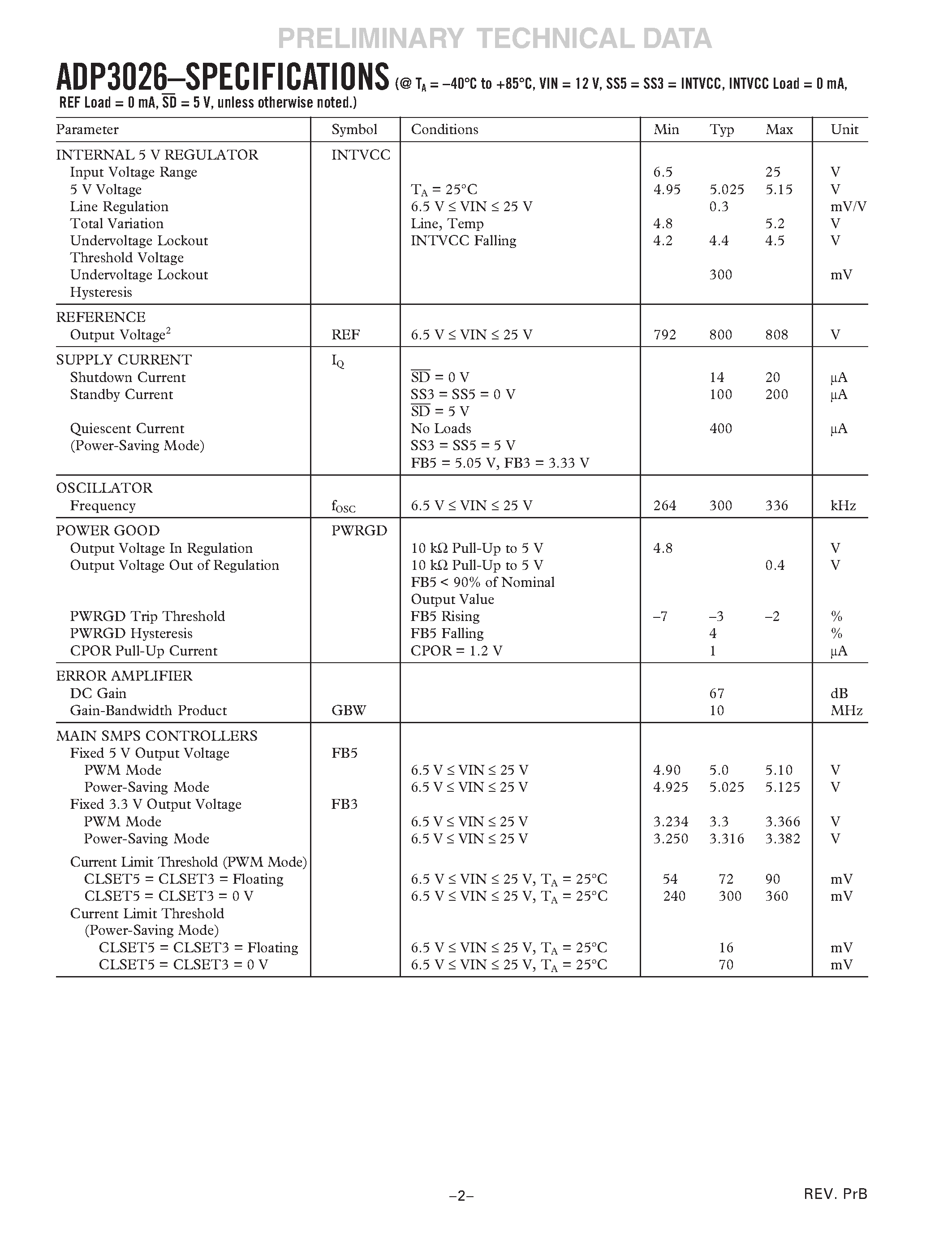 Даташит ADP3026 - High-Efficiency Notebook Computer Power Supply Controller страница 2