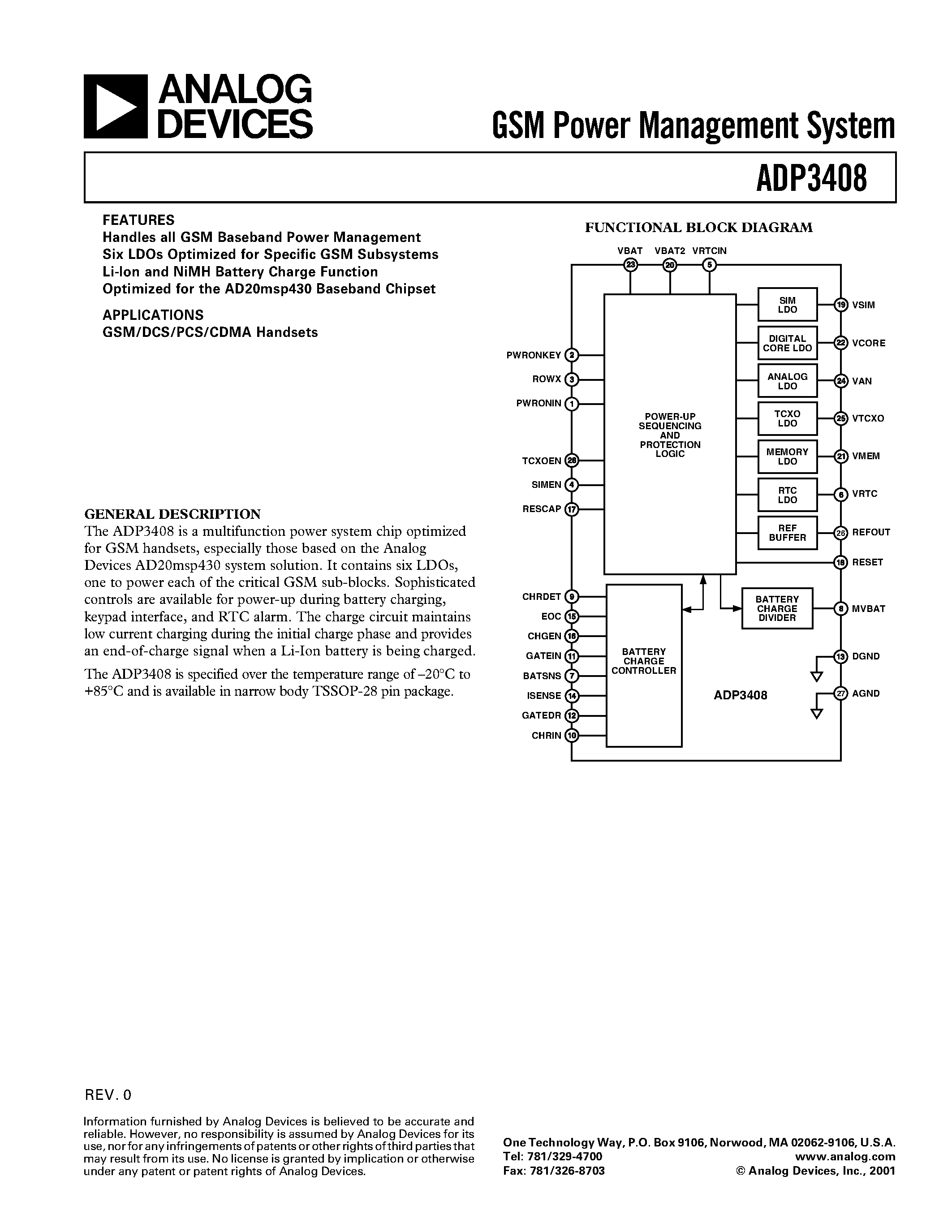 Datasheet ADP3408ARU-18 - GSM Power Management System page 1