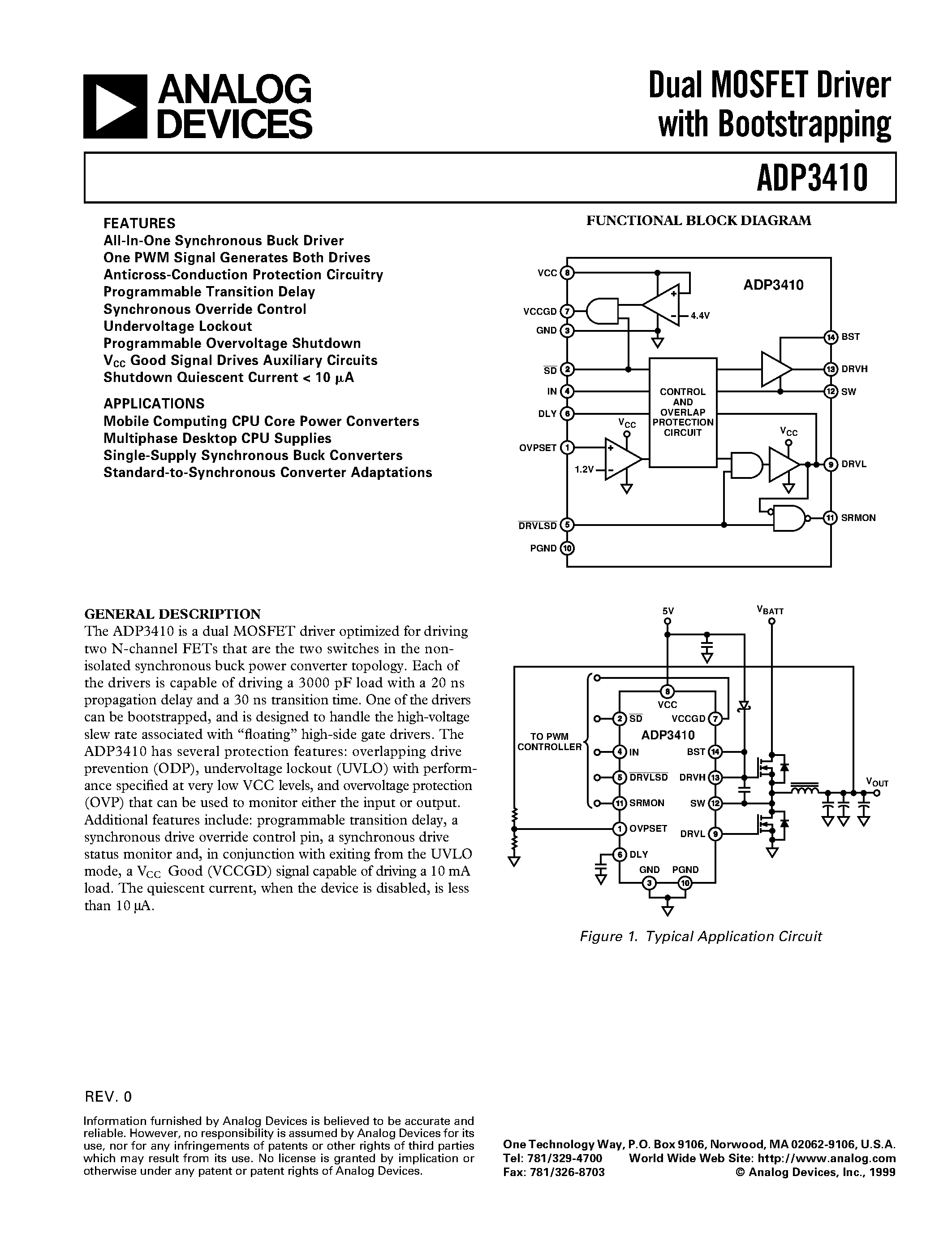 Datasheet ADP3410KRU - Dual MOSFET Driver with Bootstrapping page 1