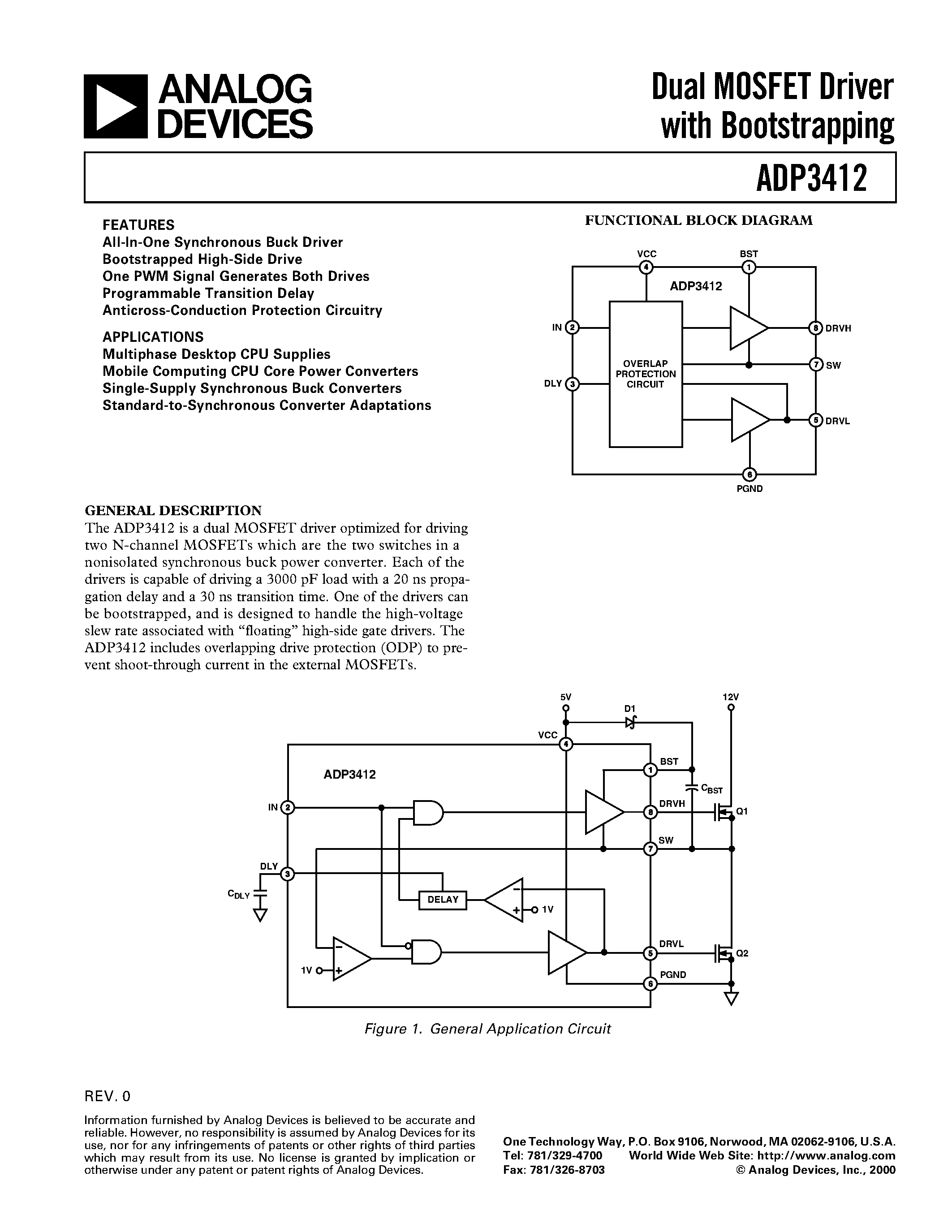 Datasheet ADP3412JR - Dual MOSFET Driver with Bootstrapping page 1