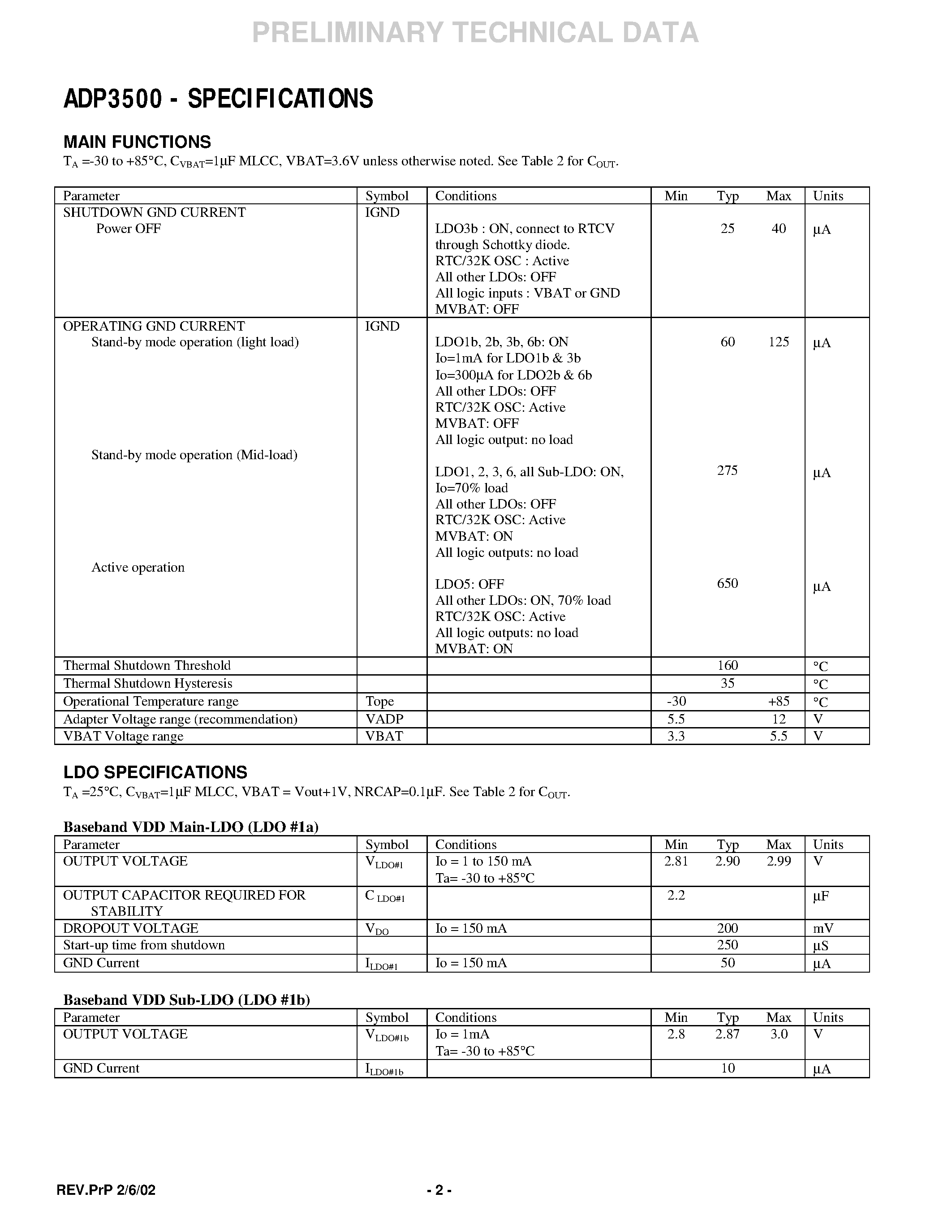 Datasheet ADP3500AST - CDMA Power Management System page 2